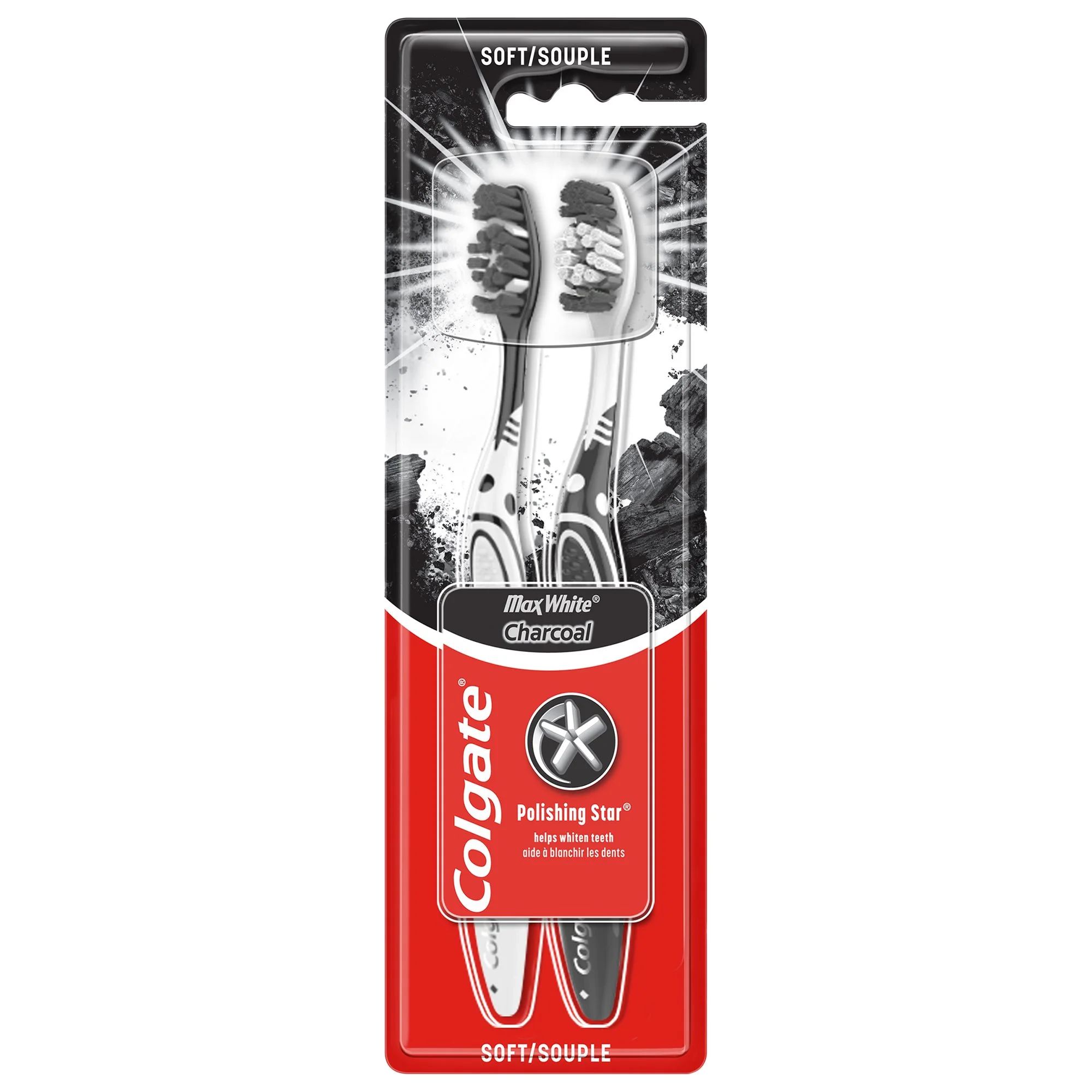 2 brosses à dents max white charbon soft