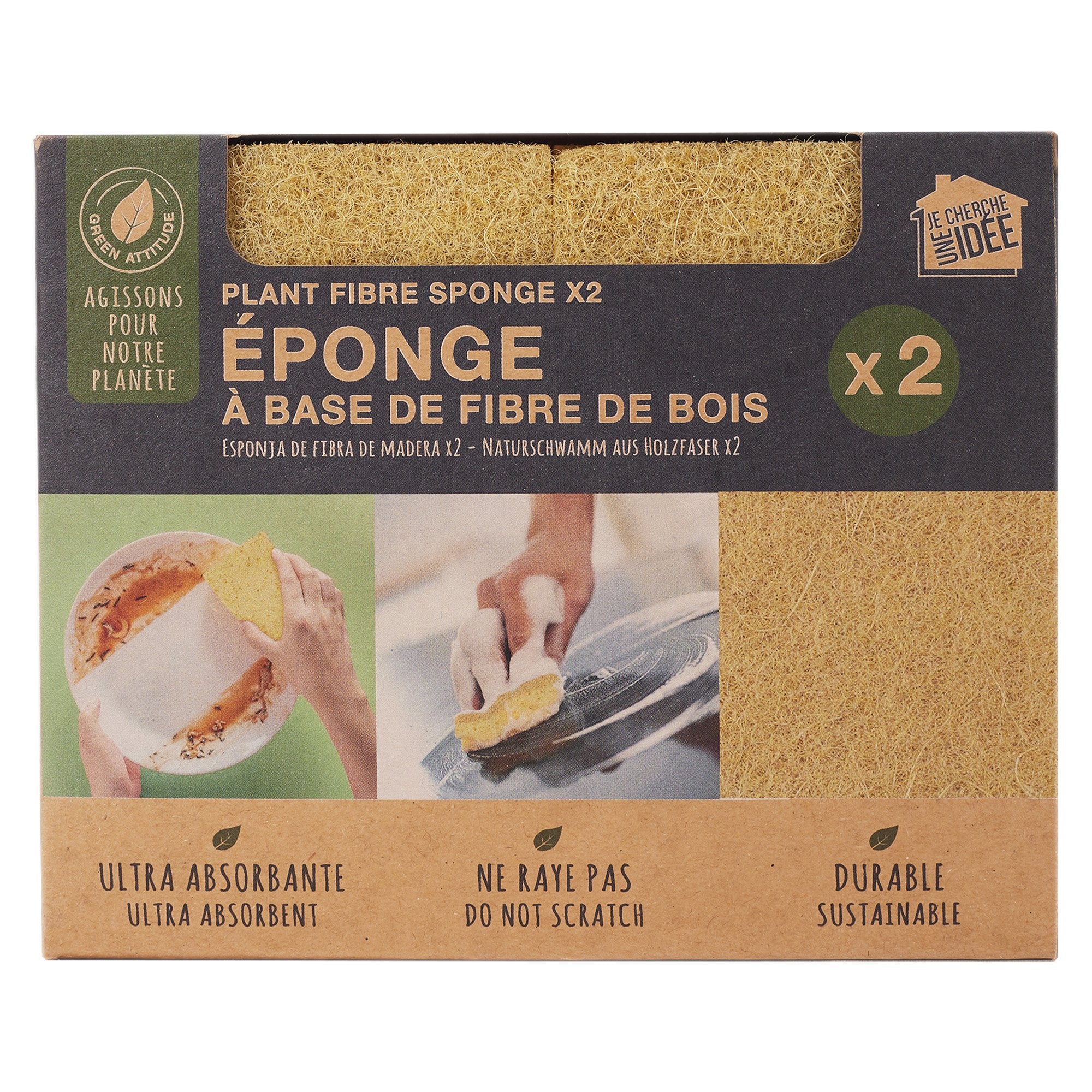 2 éponges en fibre naturelle