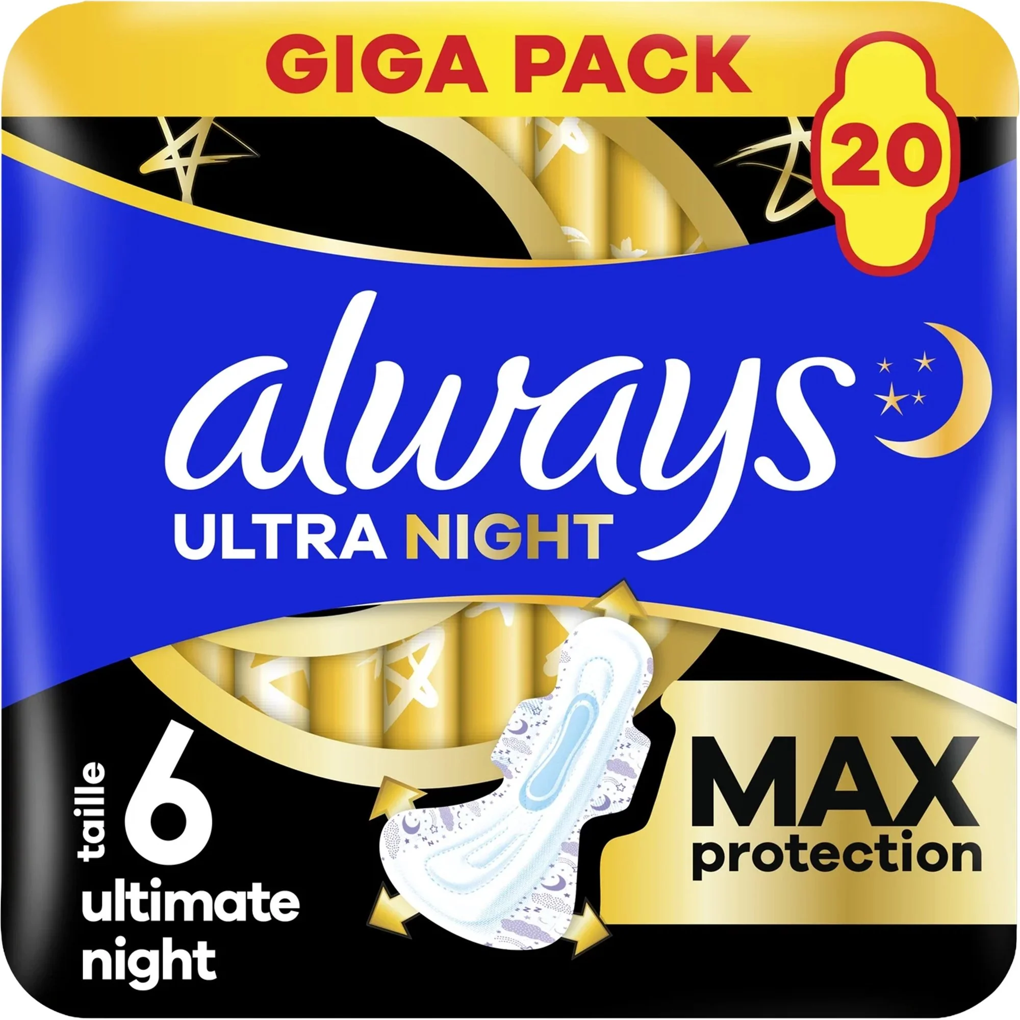 20 serviettes hygiénique nuit taille 6