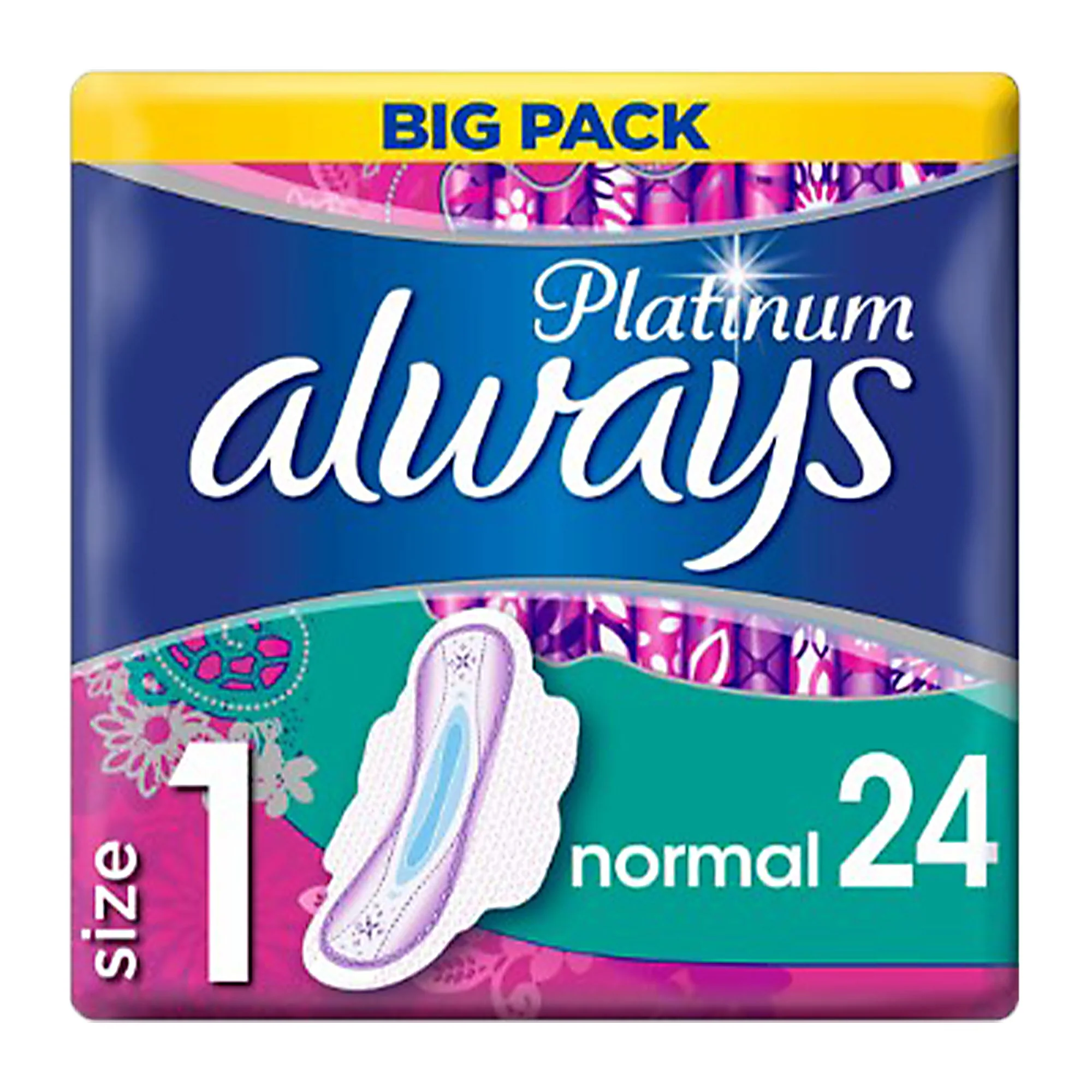 24 serviettes Platinum avec ailettes taille 1