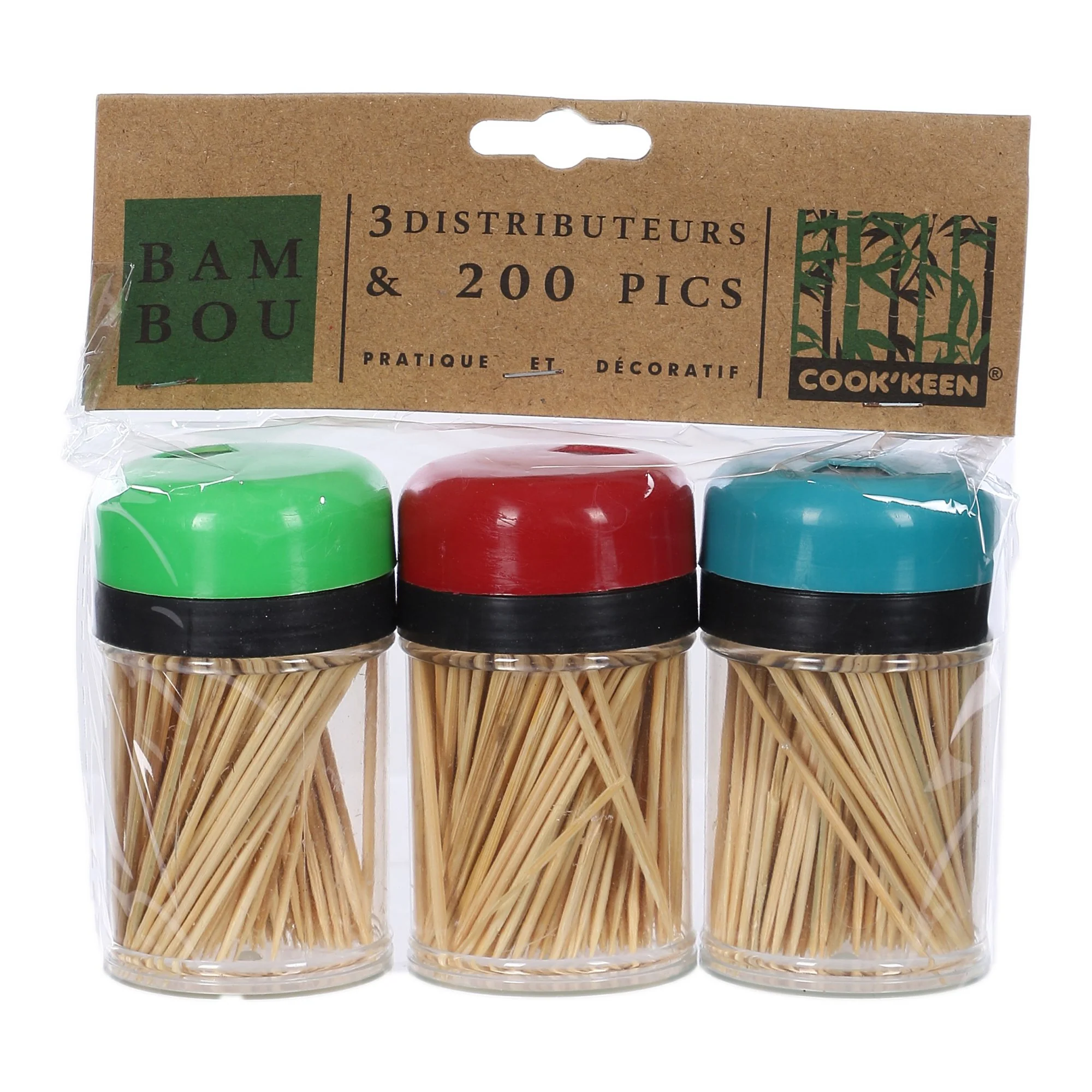 3 distributeurs 200 cure-dents en bambou - Image 3