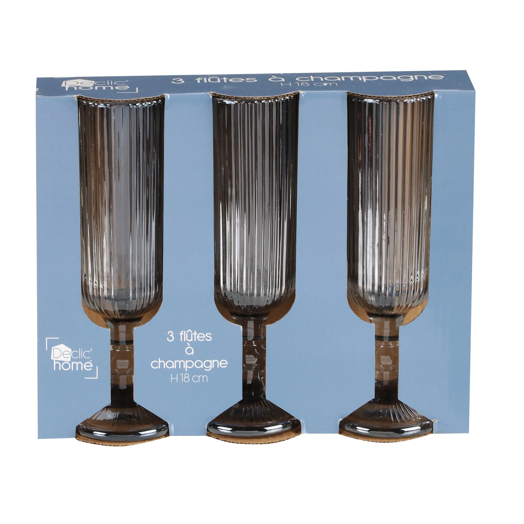 3 flûtes à champagne striées - Image 3