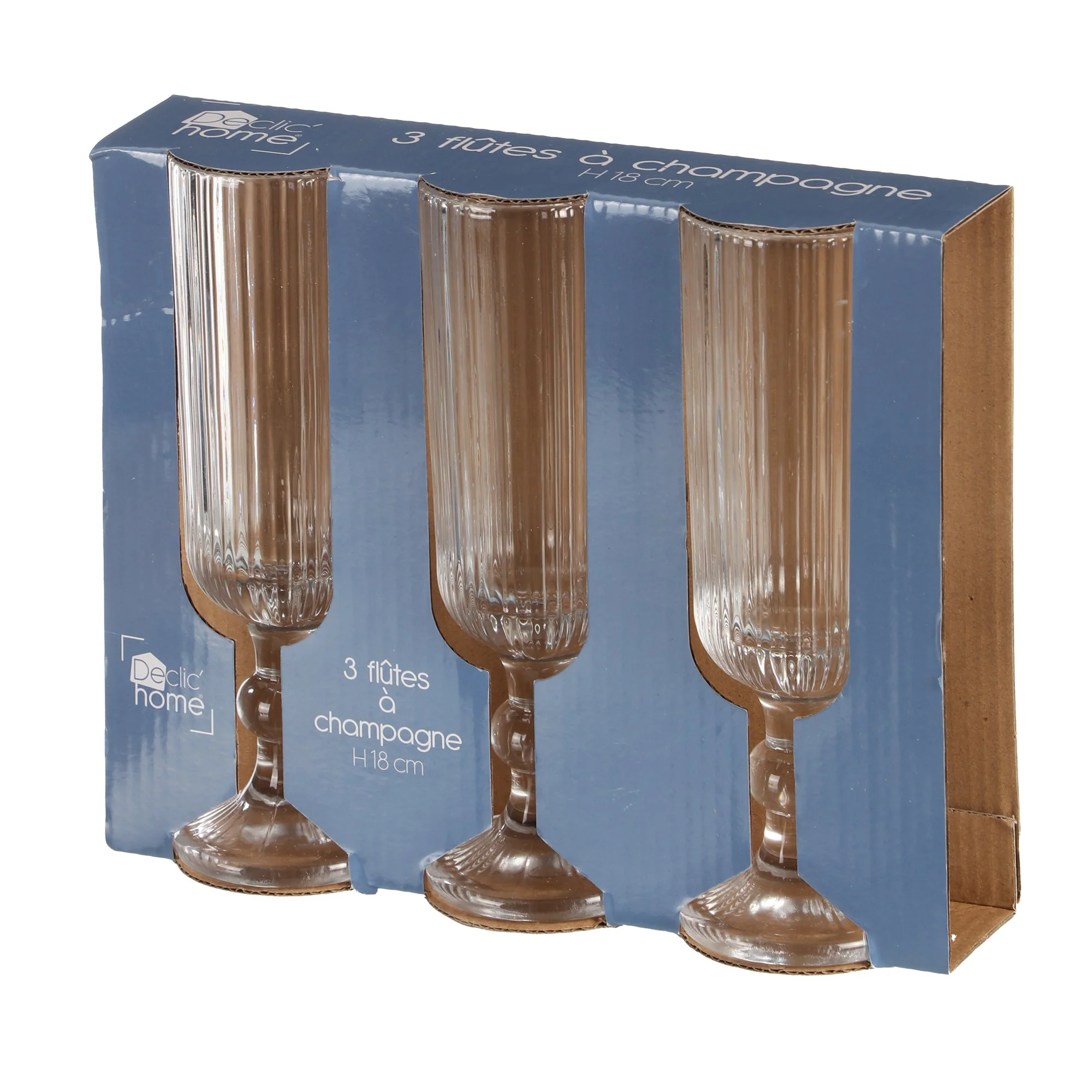 3 flutes à champagne striés - Image 2