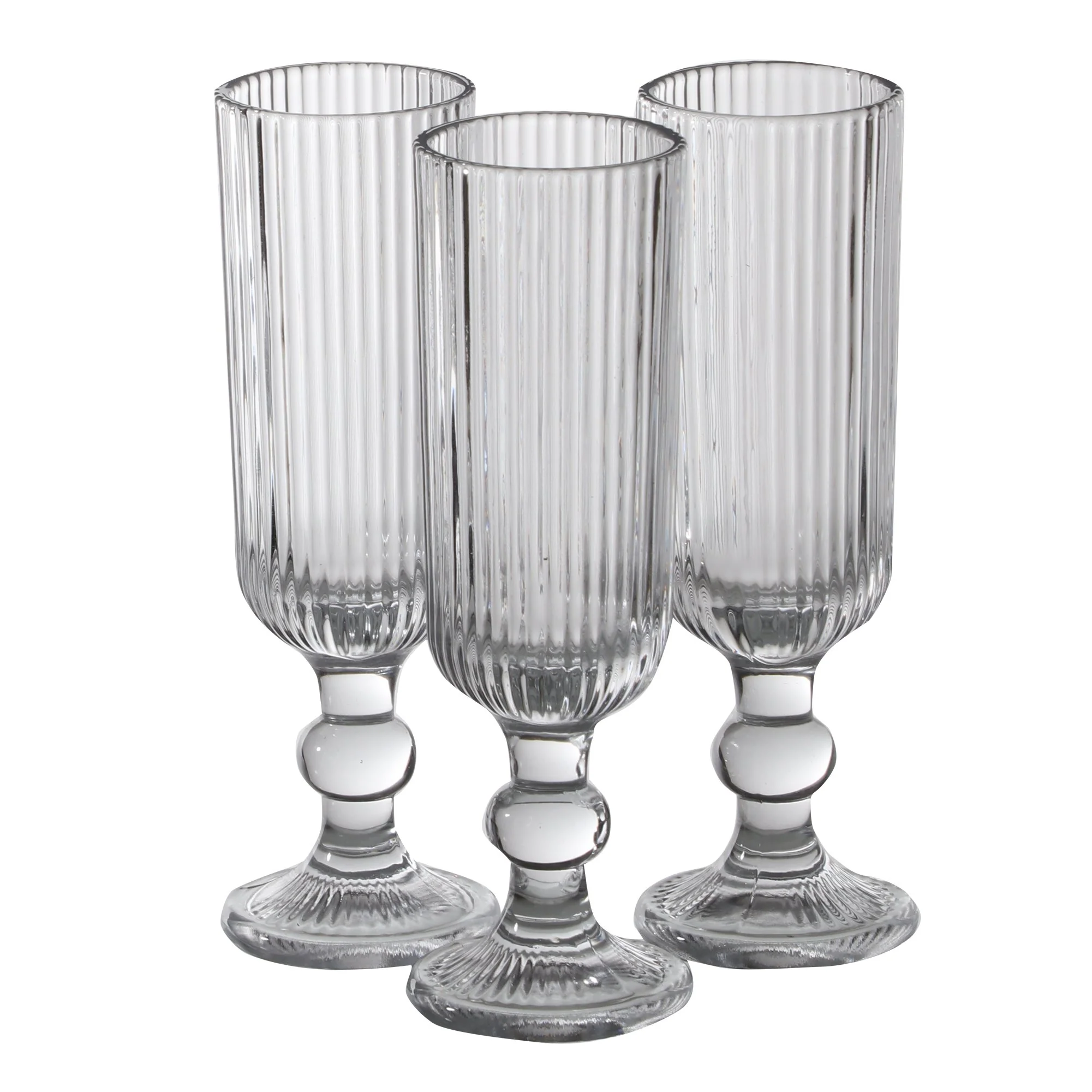 3 flutes à champagne striés - Image 4