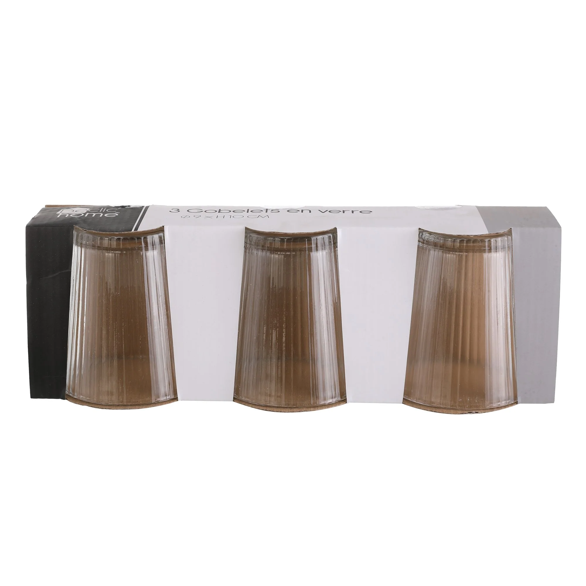 3 gobelets striés transparents 330 ml - Image 2