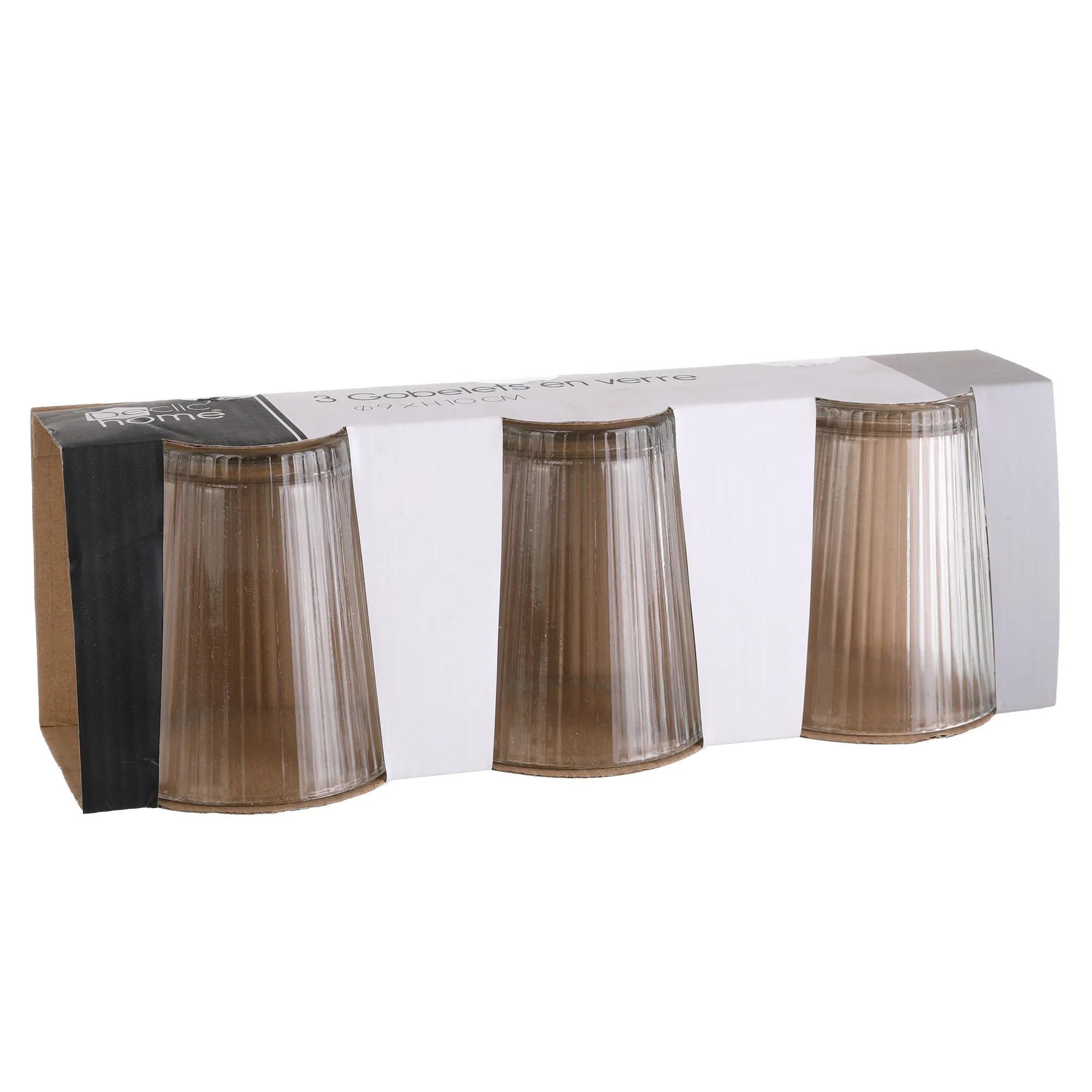 3 gobelets striés transparents 330 ml - Image 3