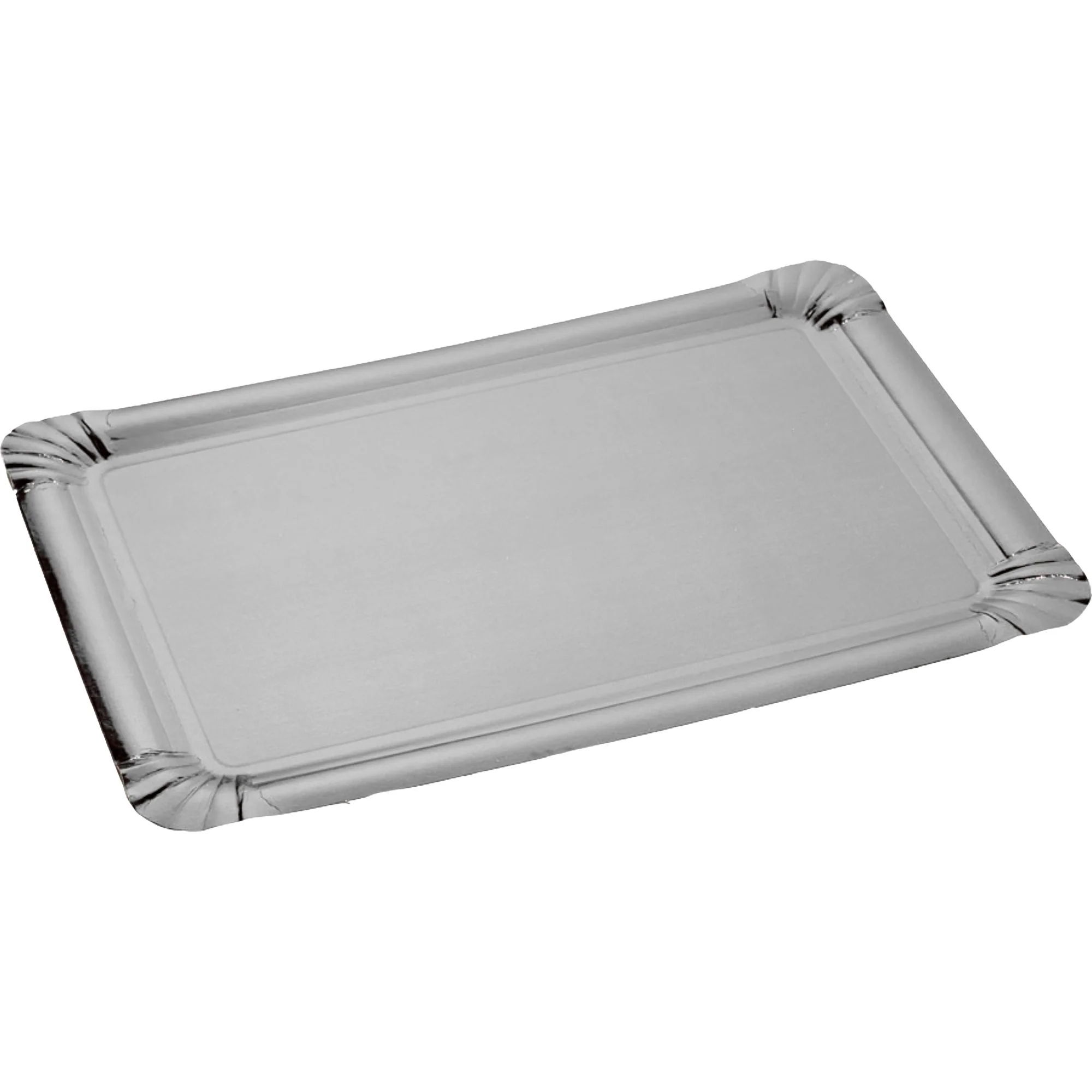 3 plateaux en carton argent