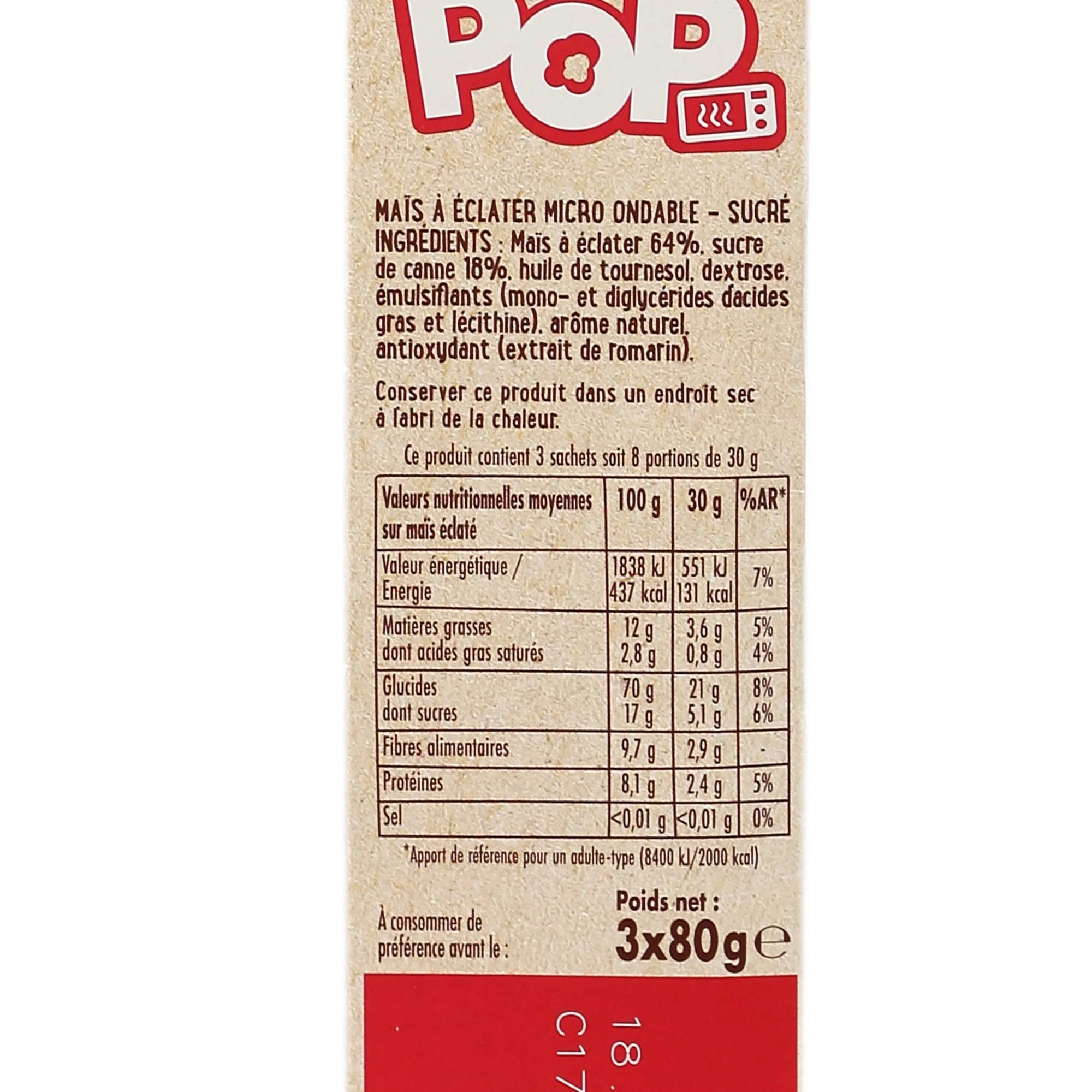 3 sachets de pop corn au sucre de cannes - Image 2