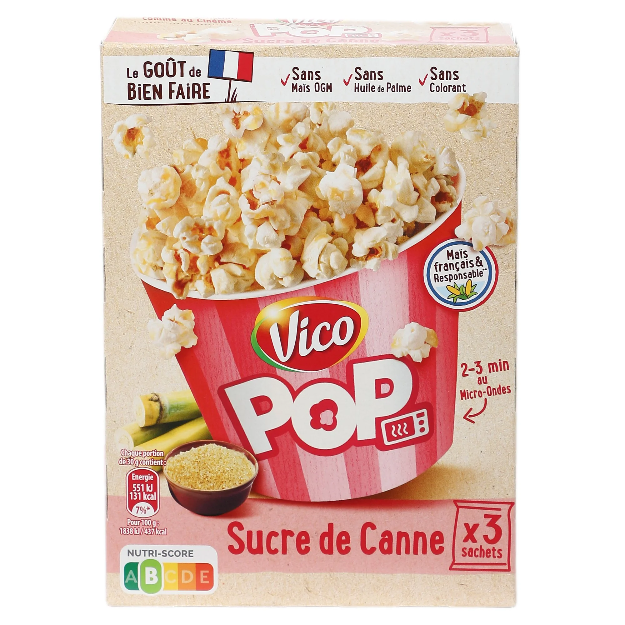 3 sachets de pop corn au sucre de cannes - Image 3