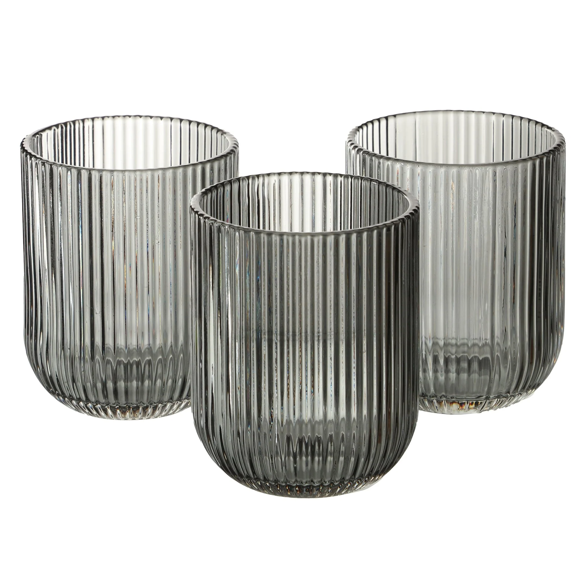 3 verres à eau striés