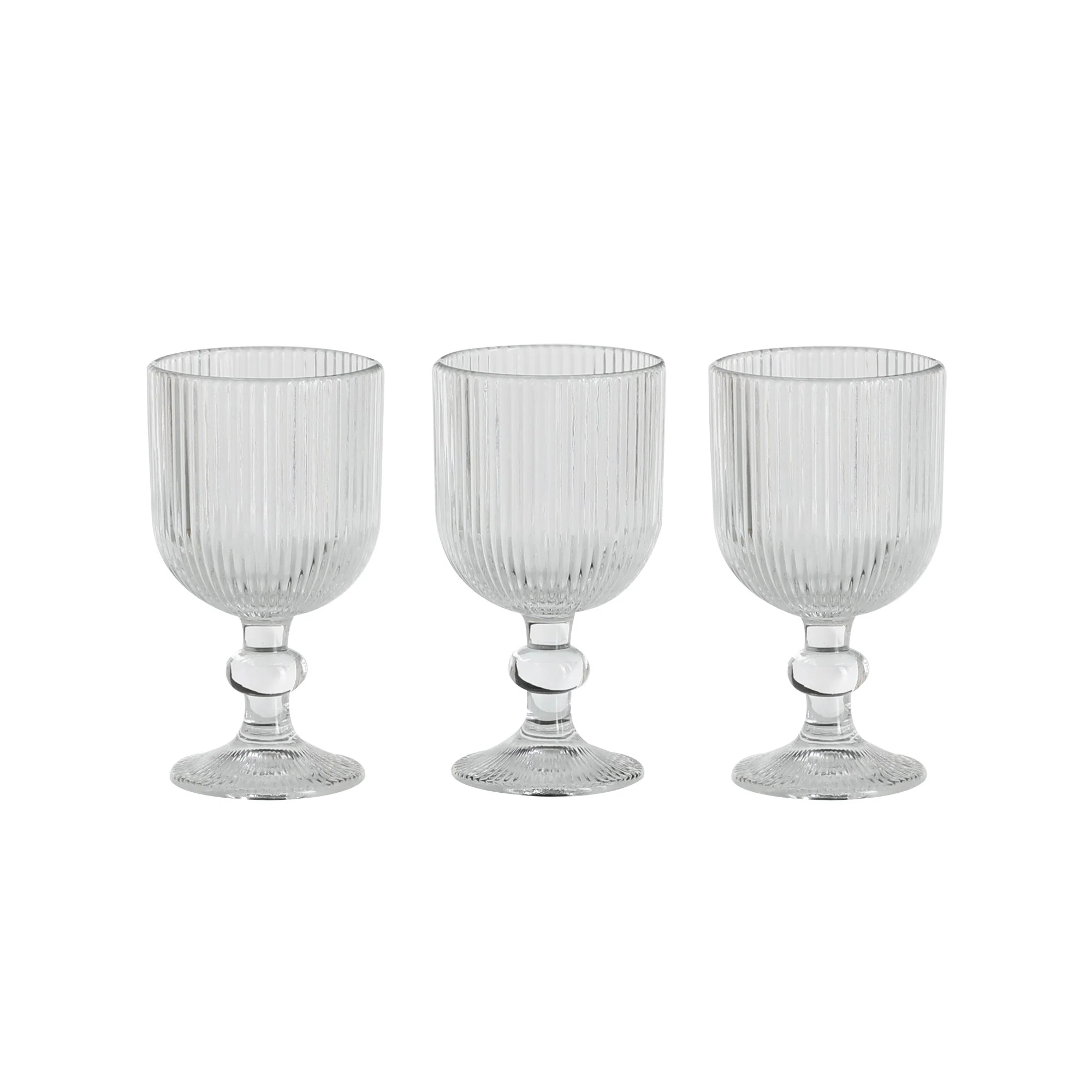 3 verres à pied stries 250ml