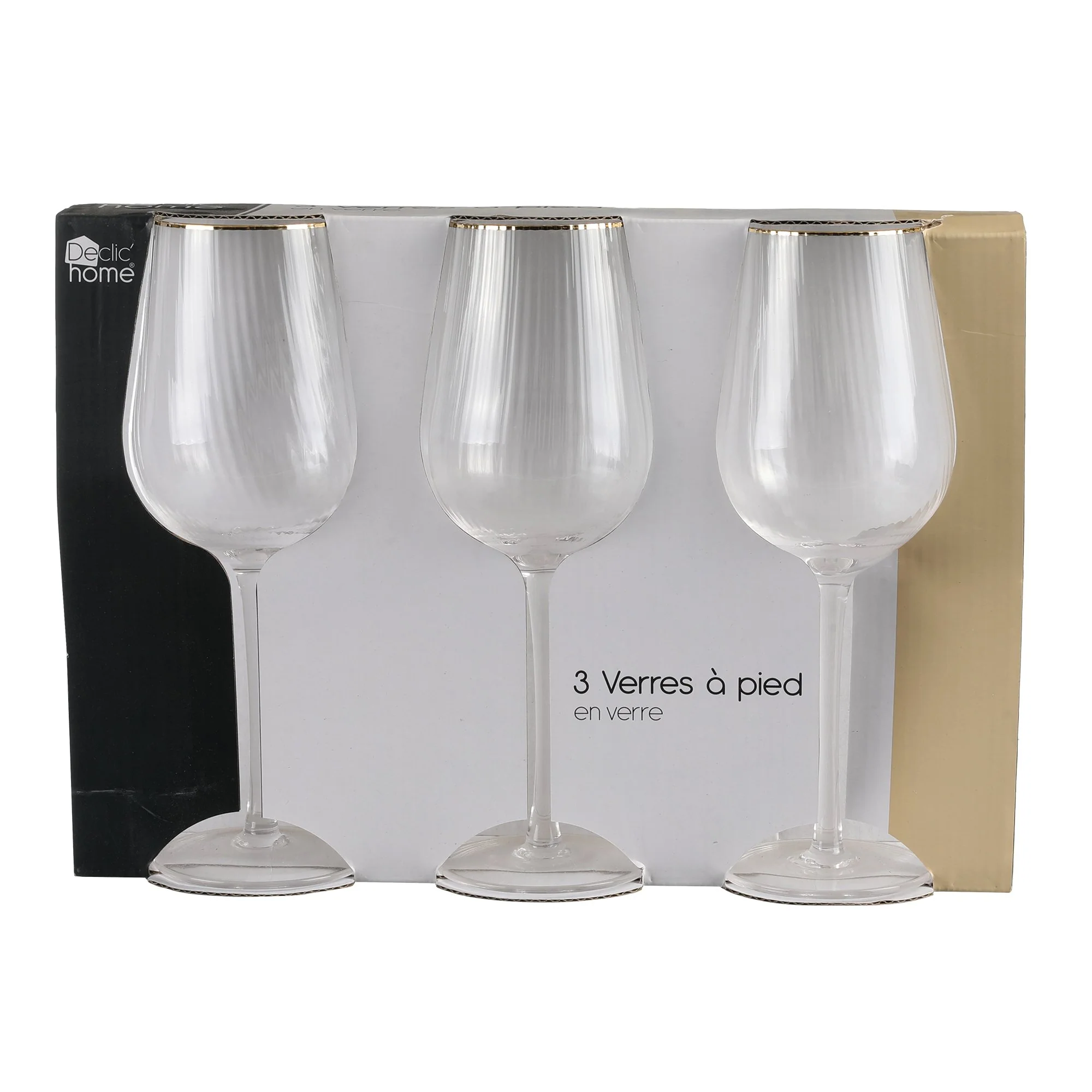 3 verres à pieds bord doré - Image 2
