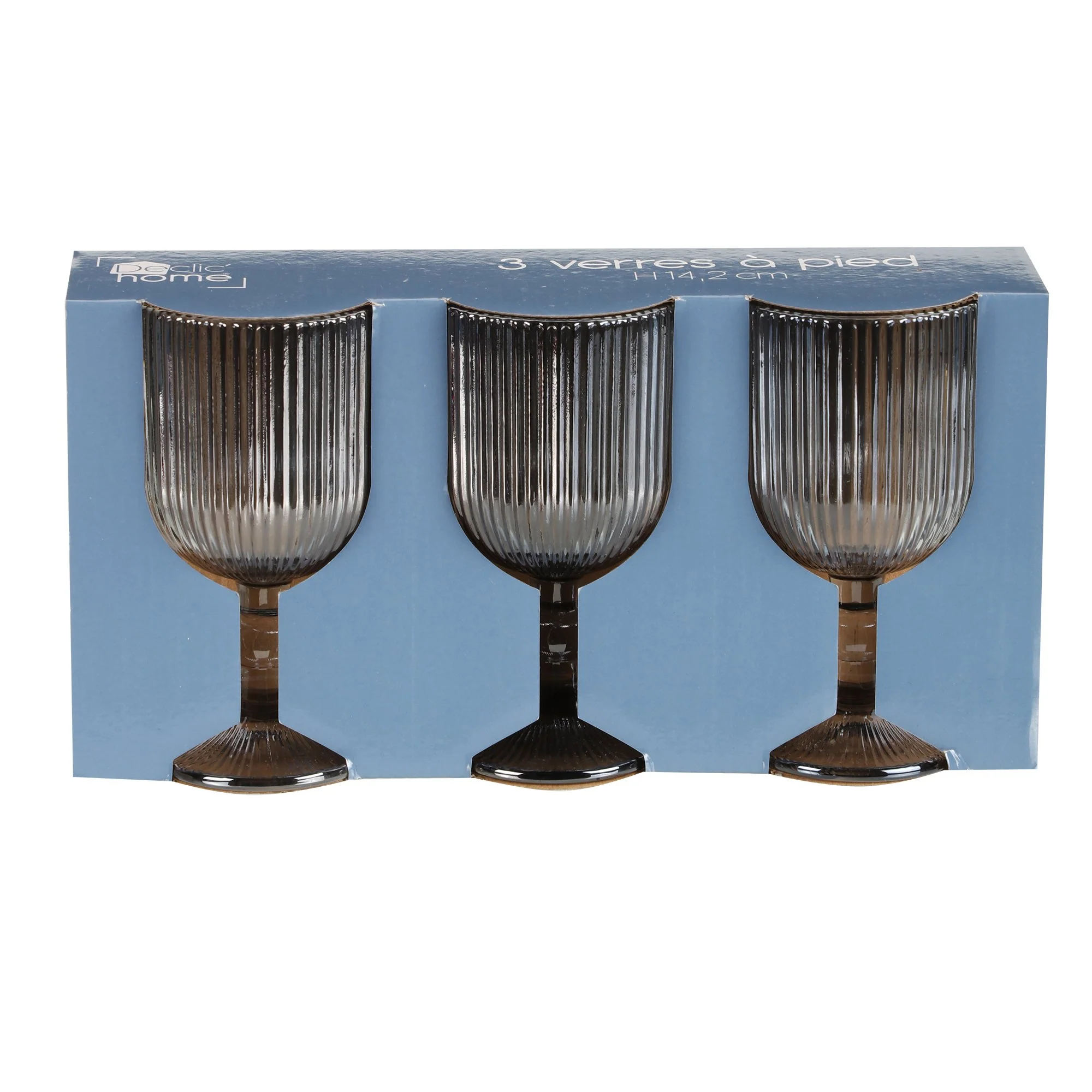 3 verres à pieds striés - Image 2