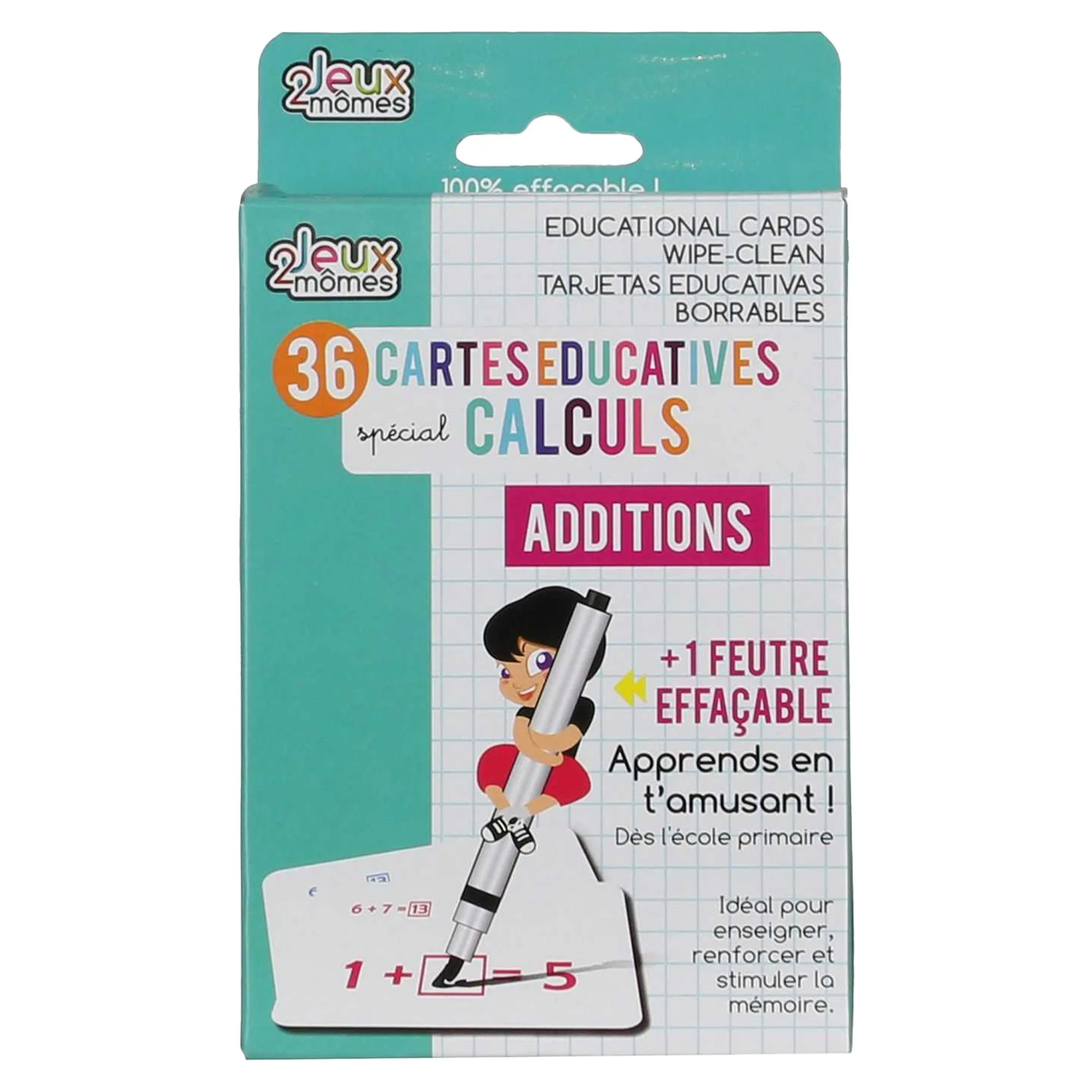 36 cartes effaçable pour apprendre le calcul