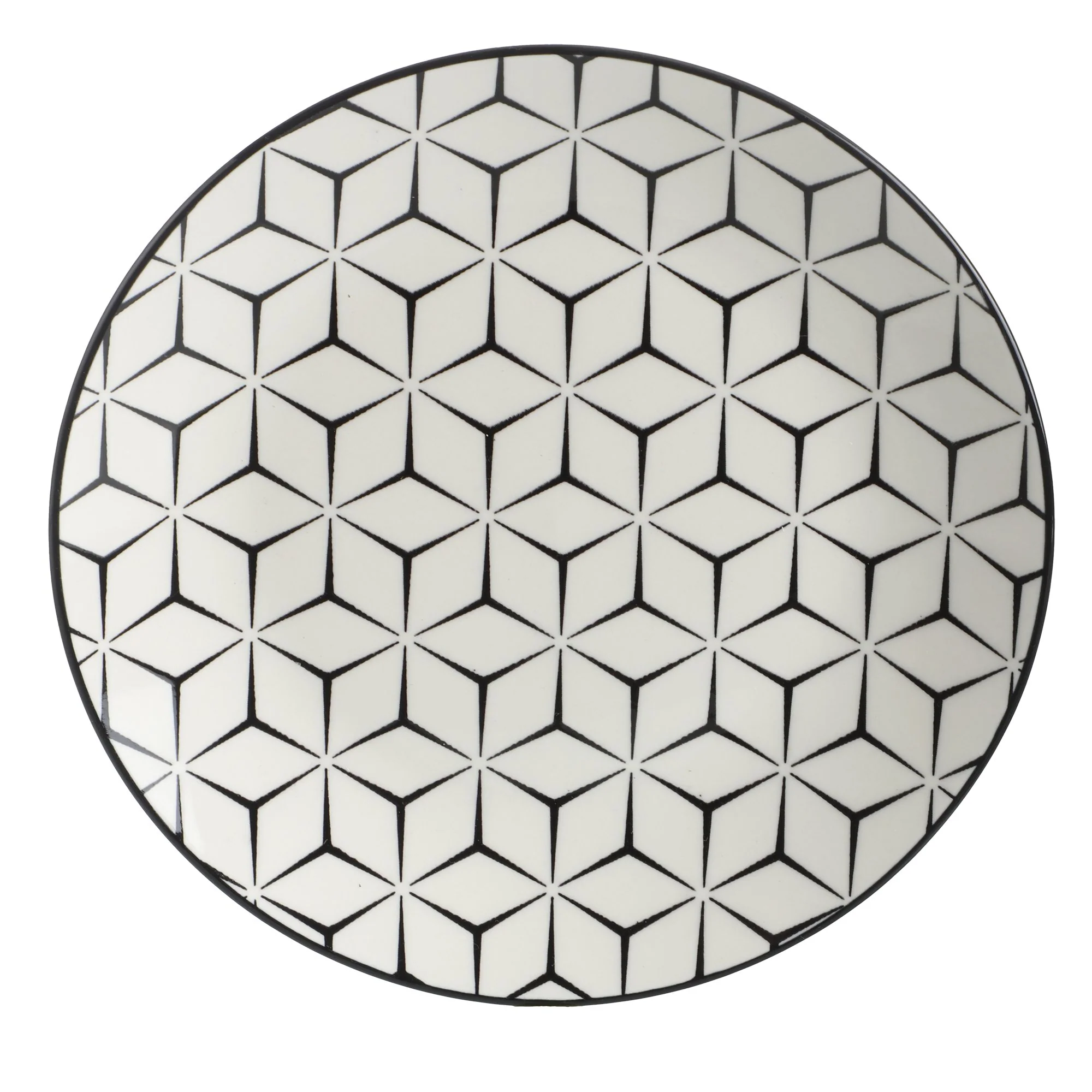 Lot de 4 assiettes à dessert motif géométrique 19cm - Noir