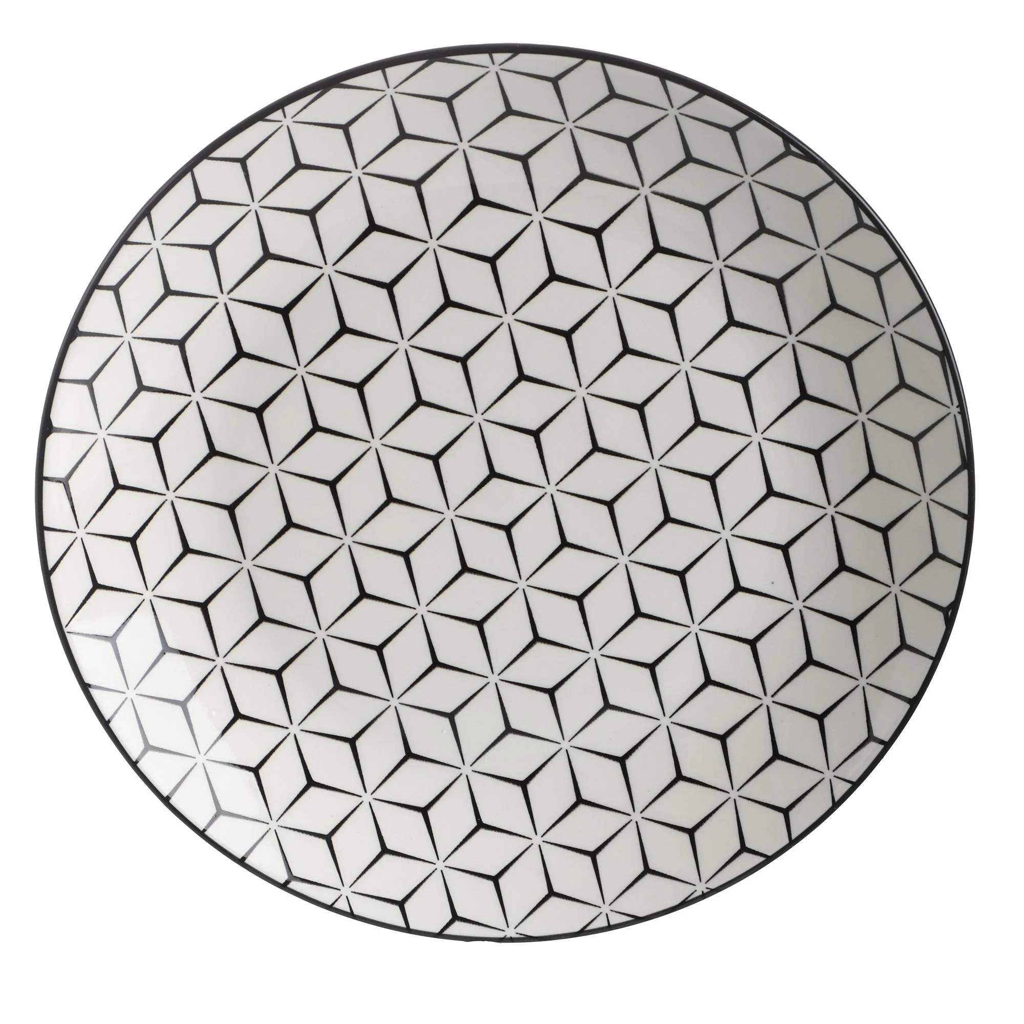 Lot de 4 assiettes plates motif géométrique 26cm - Blanc - Image 3