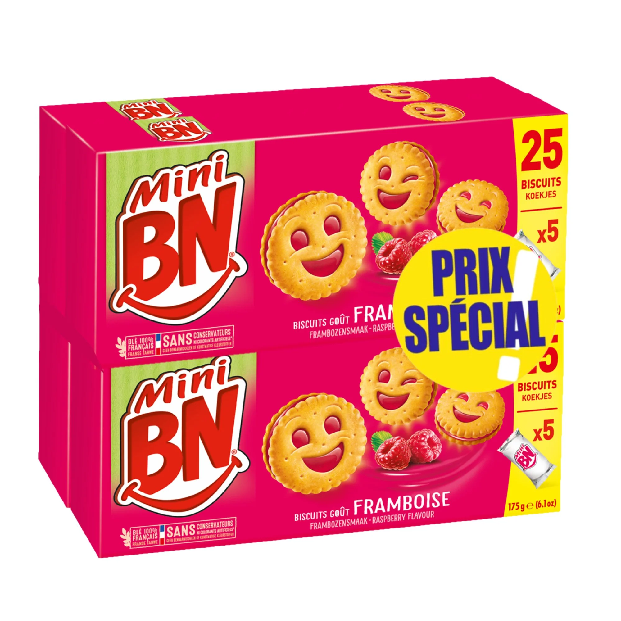 4 paquets de mini BN framboise