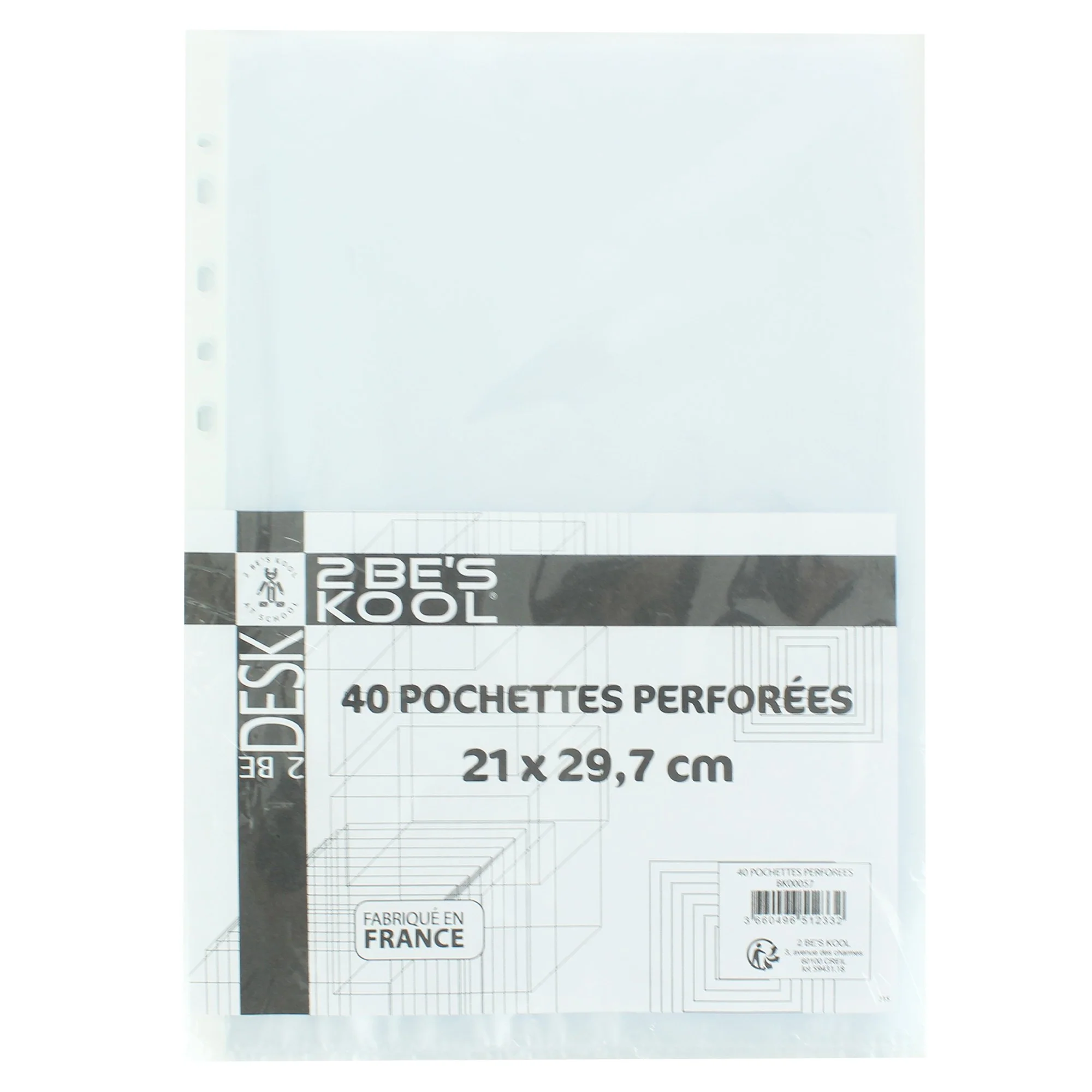 40 pochettes transparentes perforées