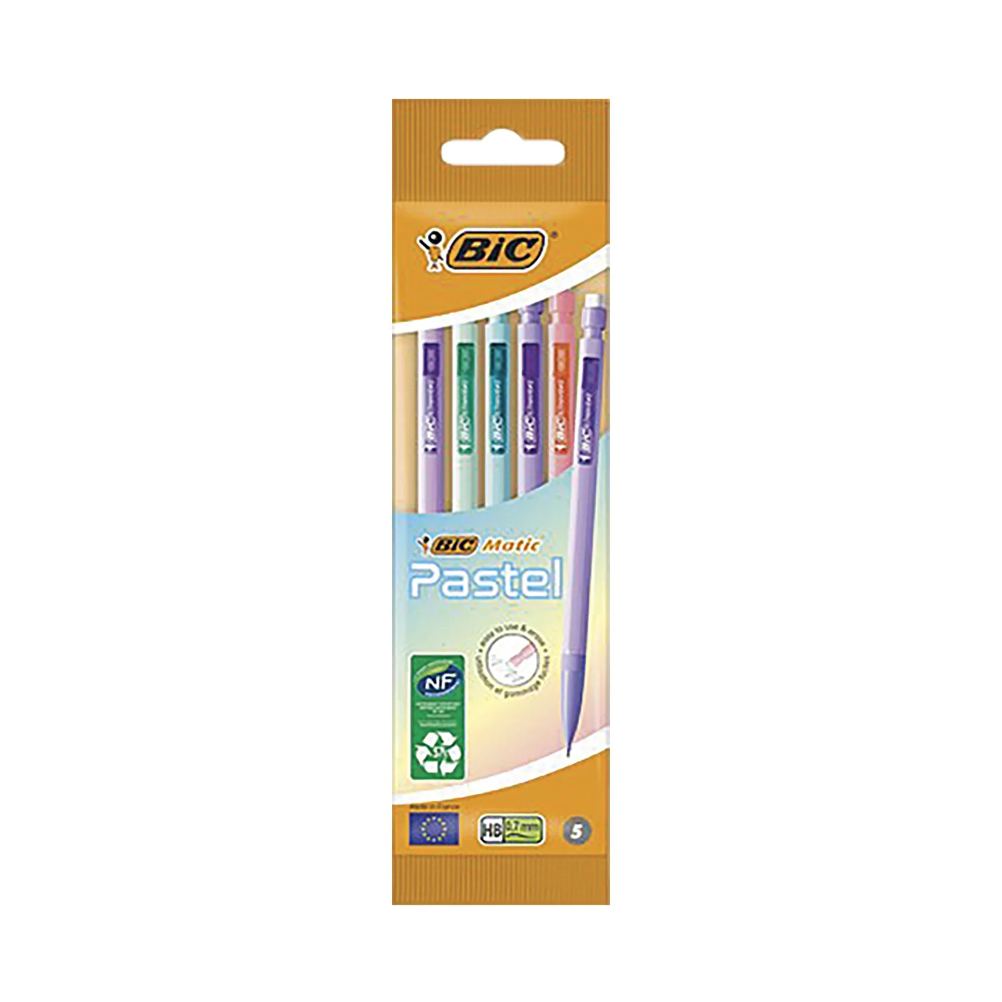5 crayons porte-mines pastel