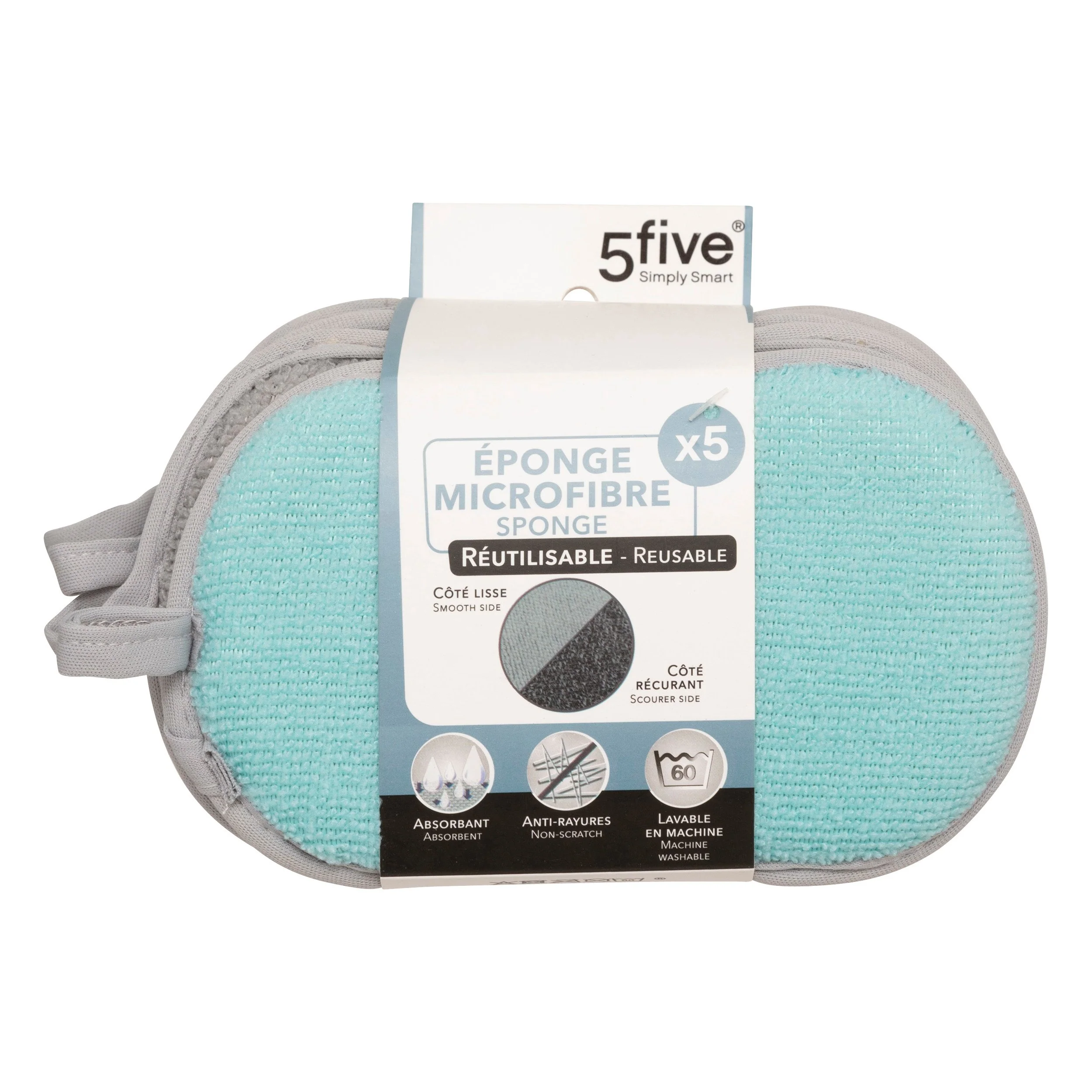 5 éponges en microfibre