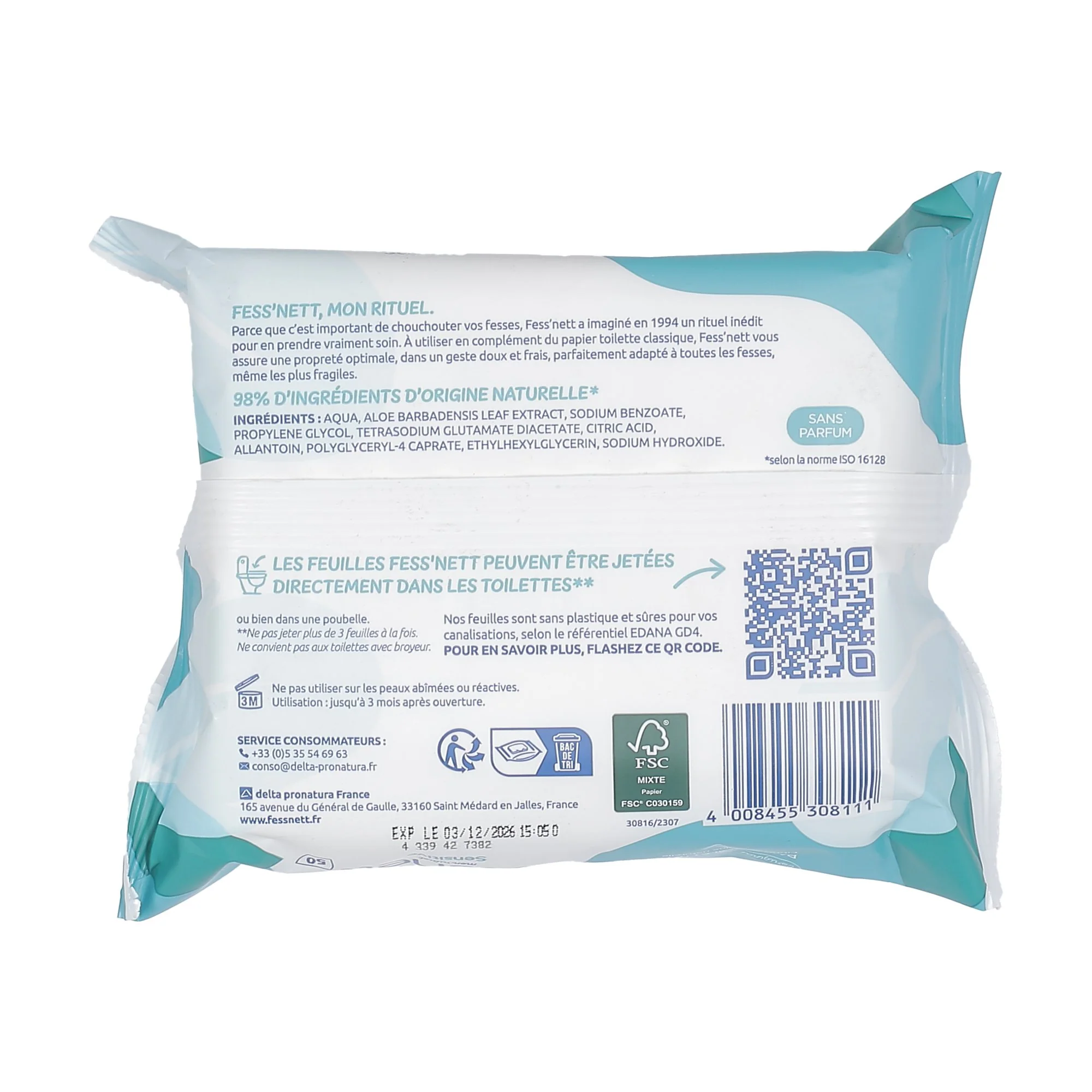 50 lingettes papier toilette humide sensitive - Image 2