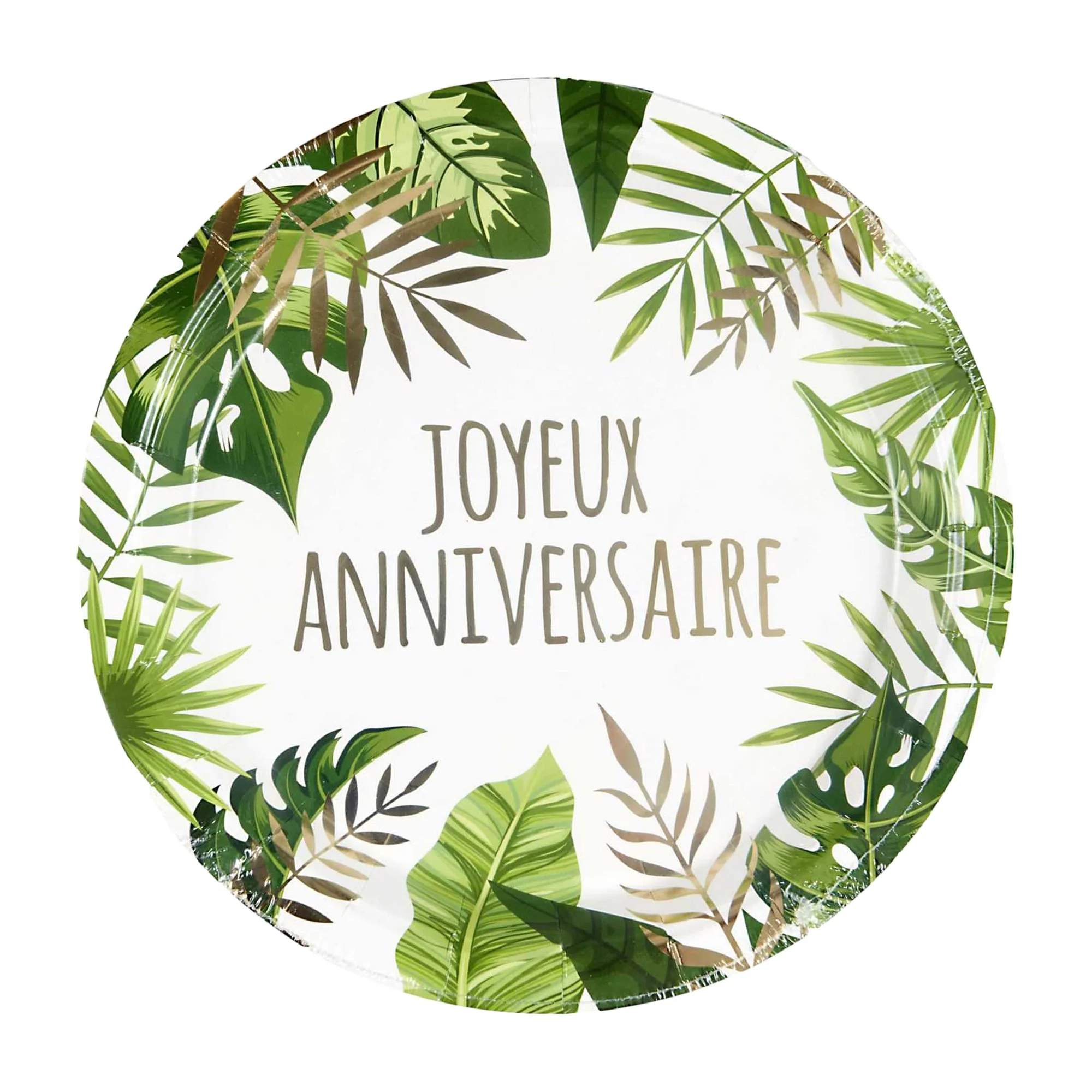 6 assiettes en carton jungle doré