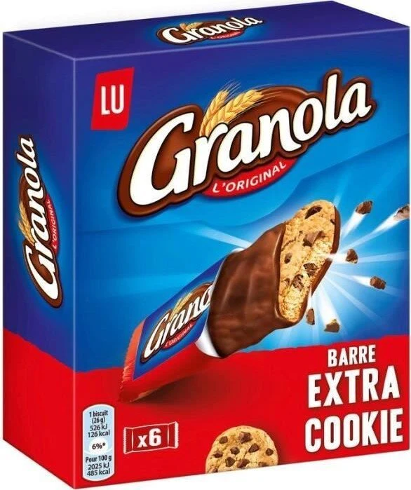 6 barres au chocolat extra cookie Granola