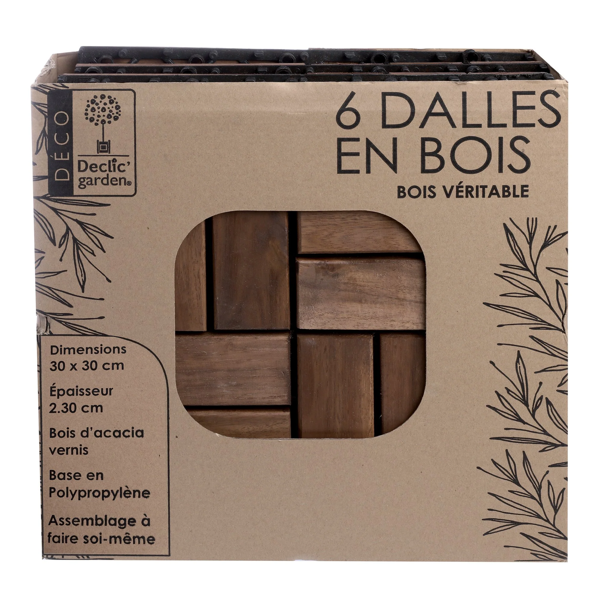 6 dalles acacia foncée 30x30 cm - Image 5