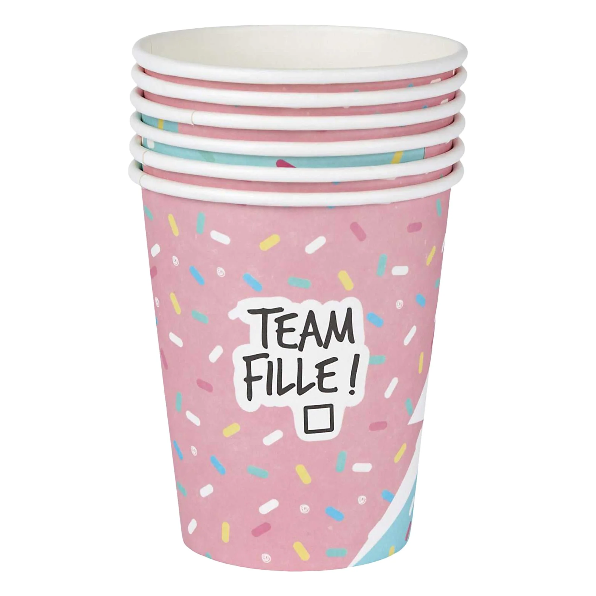 6 gobelets en carton team fille ou team garçon