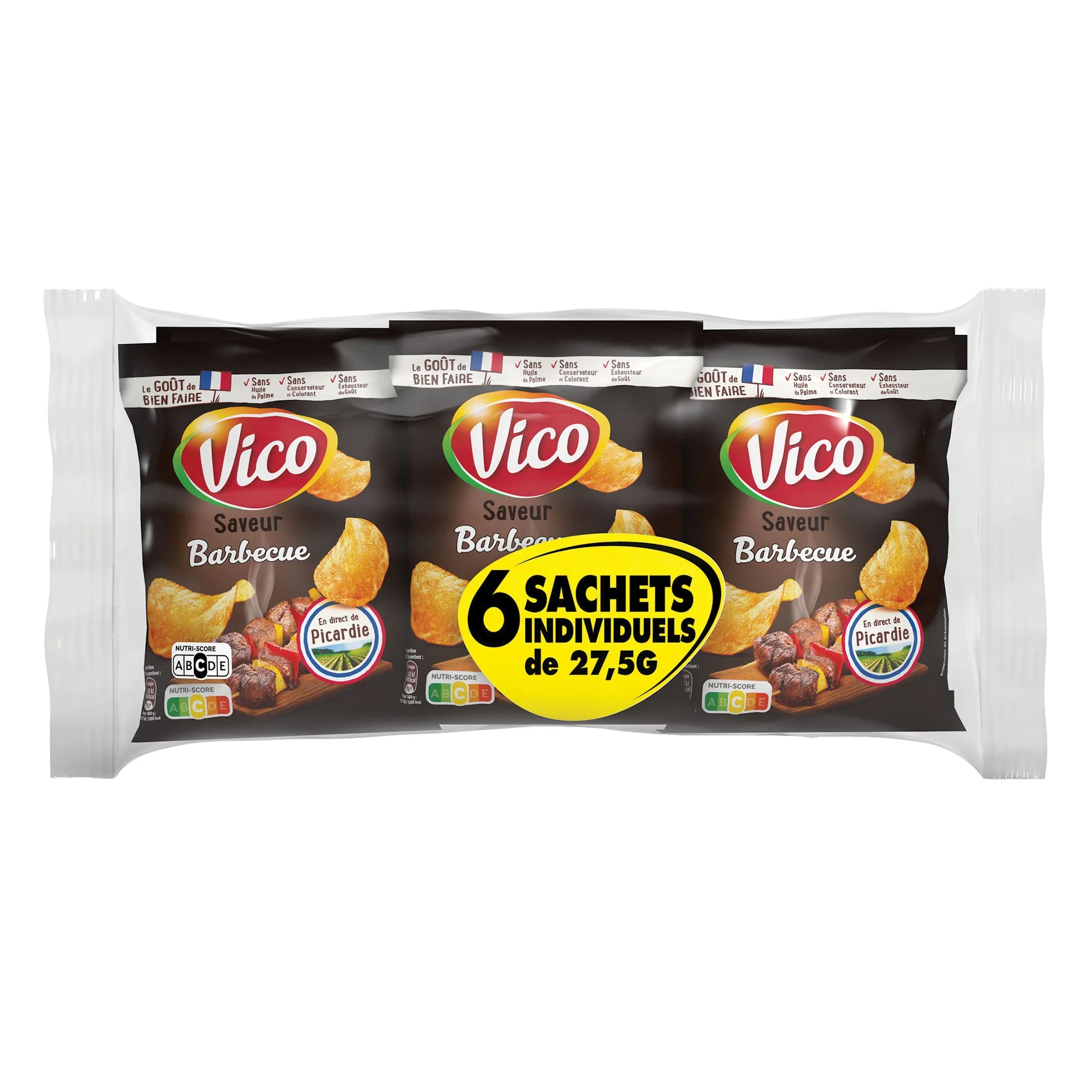 6 sachets de chips saveur barbecue