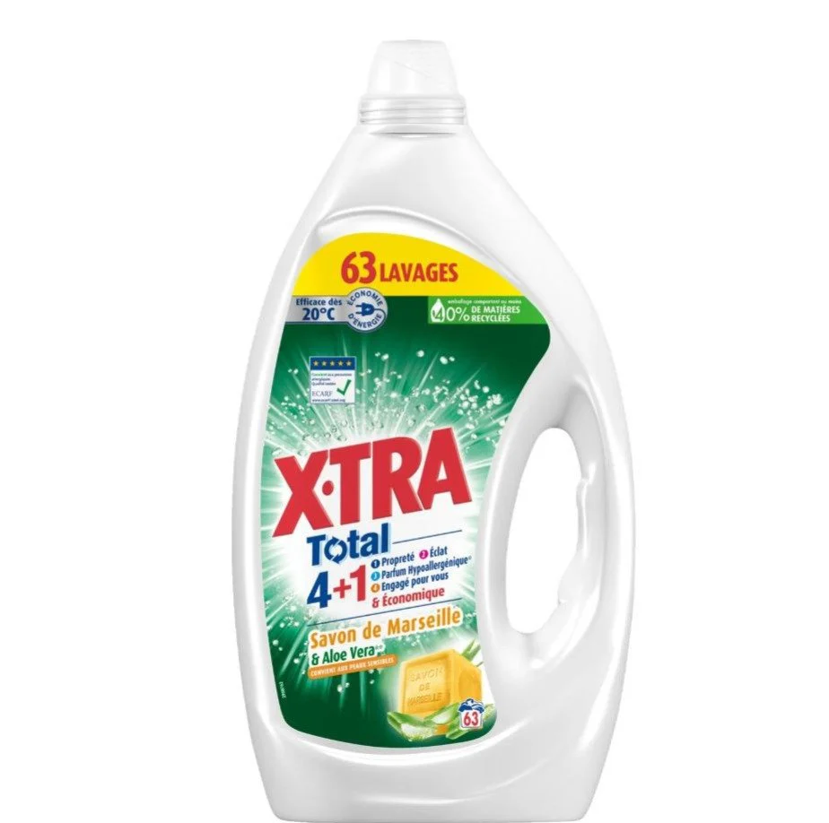 63 doses de lessive liquide total 4+1 savon de Marseille et aloé vera