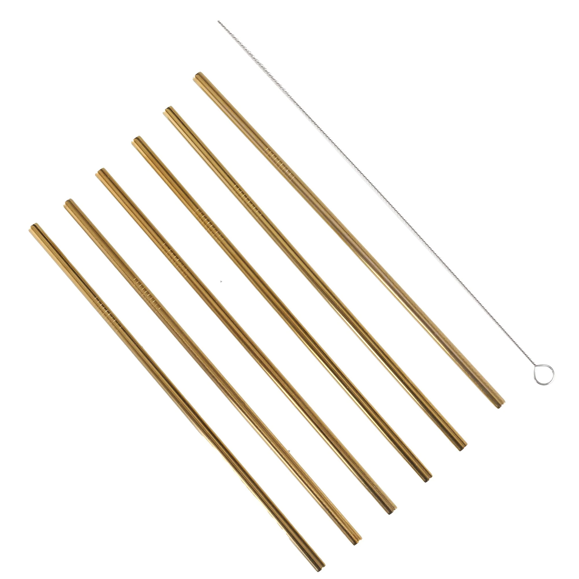 7 pailles dorées en inox - Image 2
