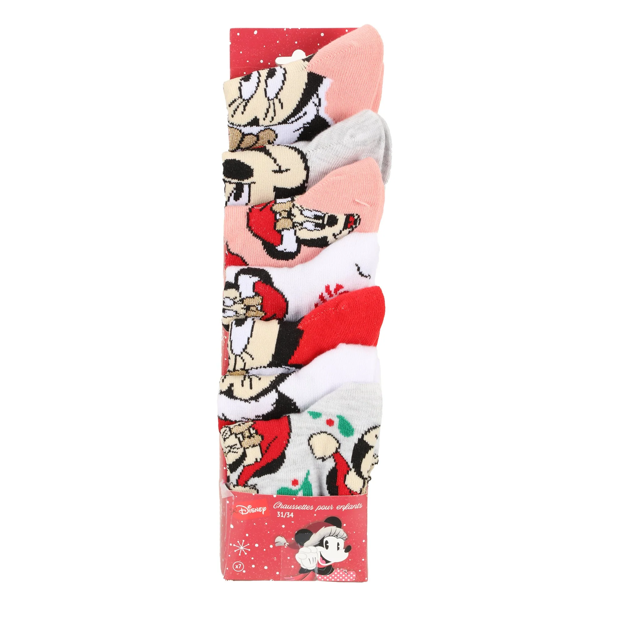 7 paires de chaussettes de Noël licence - Rouge
