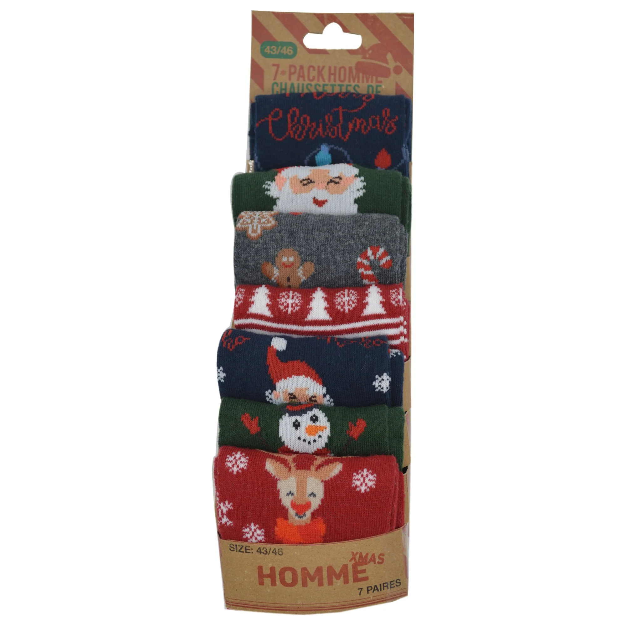 7 paires de chaussettes fantaisie Noël