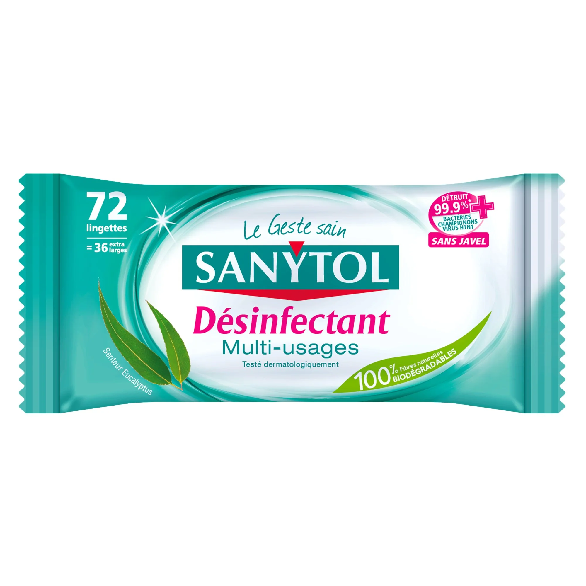 72 lingettes désinfectantes eucalyptus