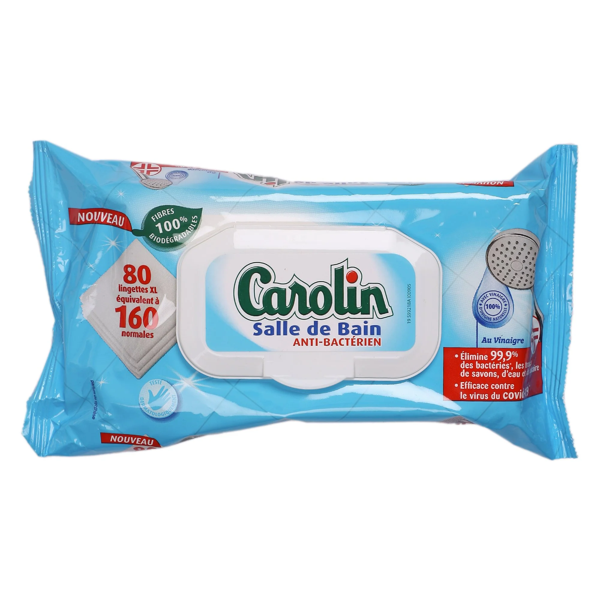 80 lingettes antibactériennes pour la salle de bain