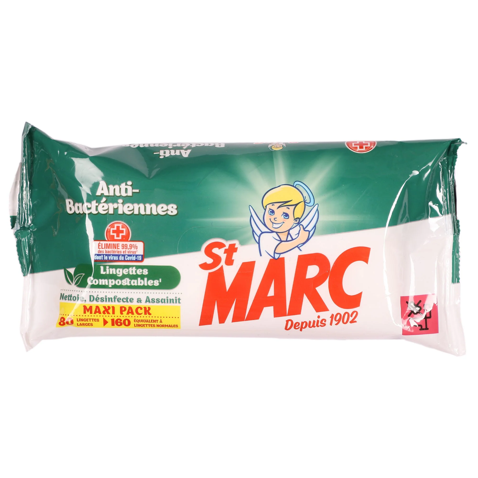 80 lingettes extra-larges antibactériennes