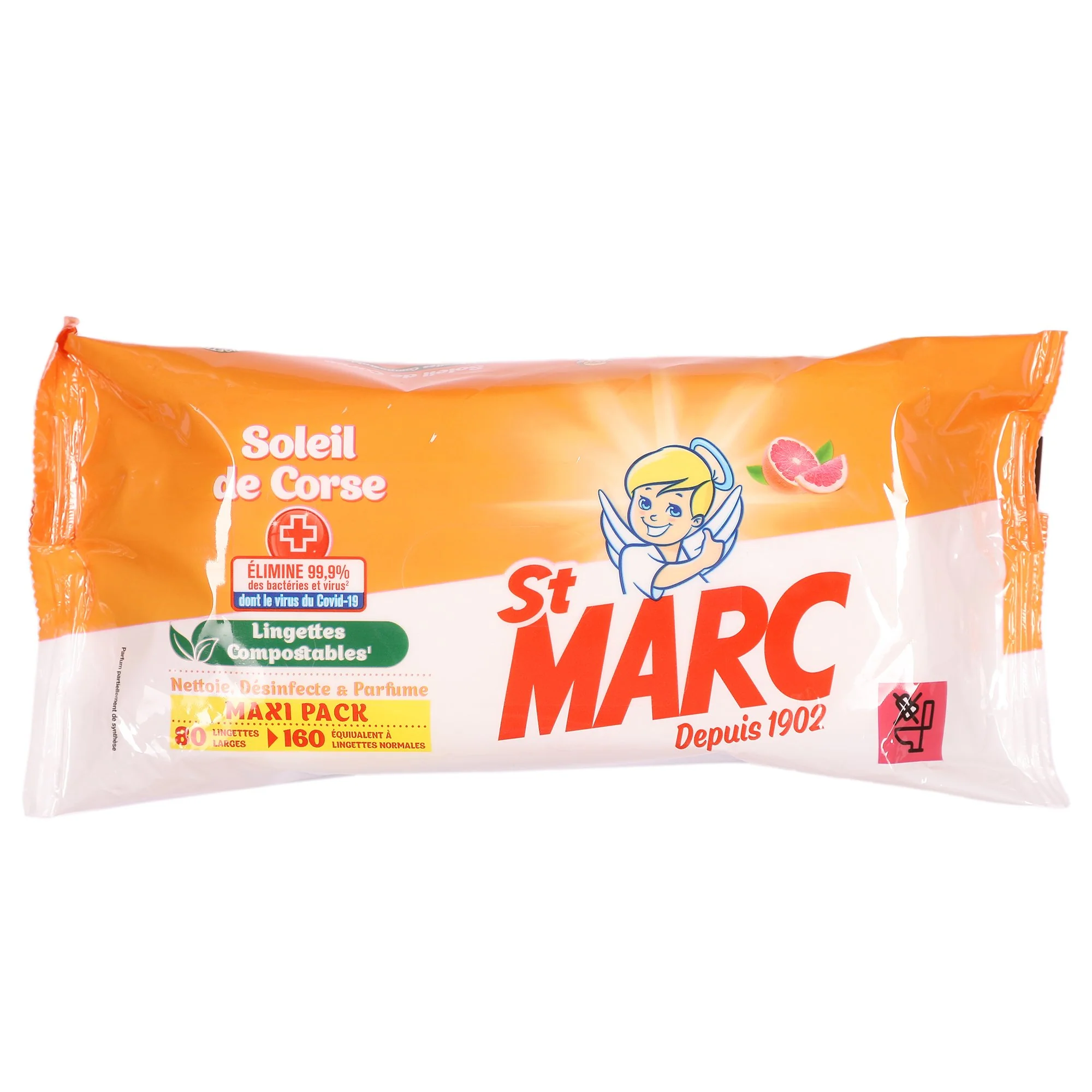 80 lingettes extra-larges antibactériennes soleil de Corse