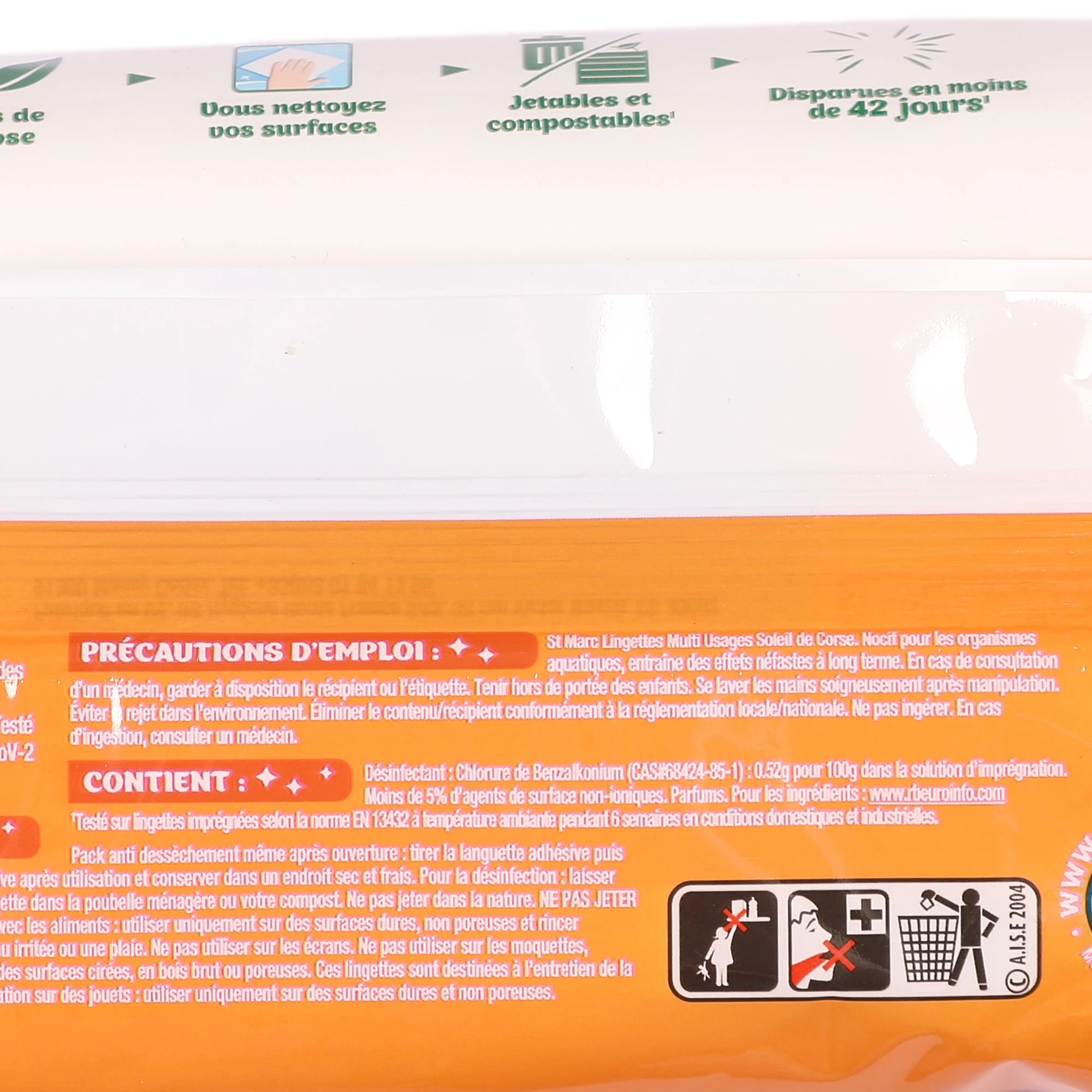 80 lingettes extra-larges antibactériennes soleil de Corse - Image 2