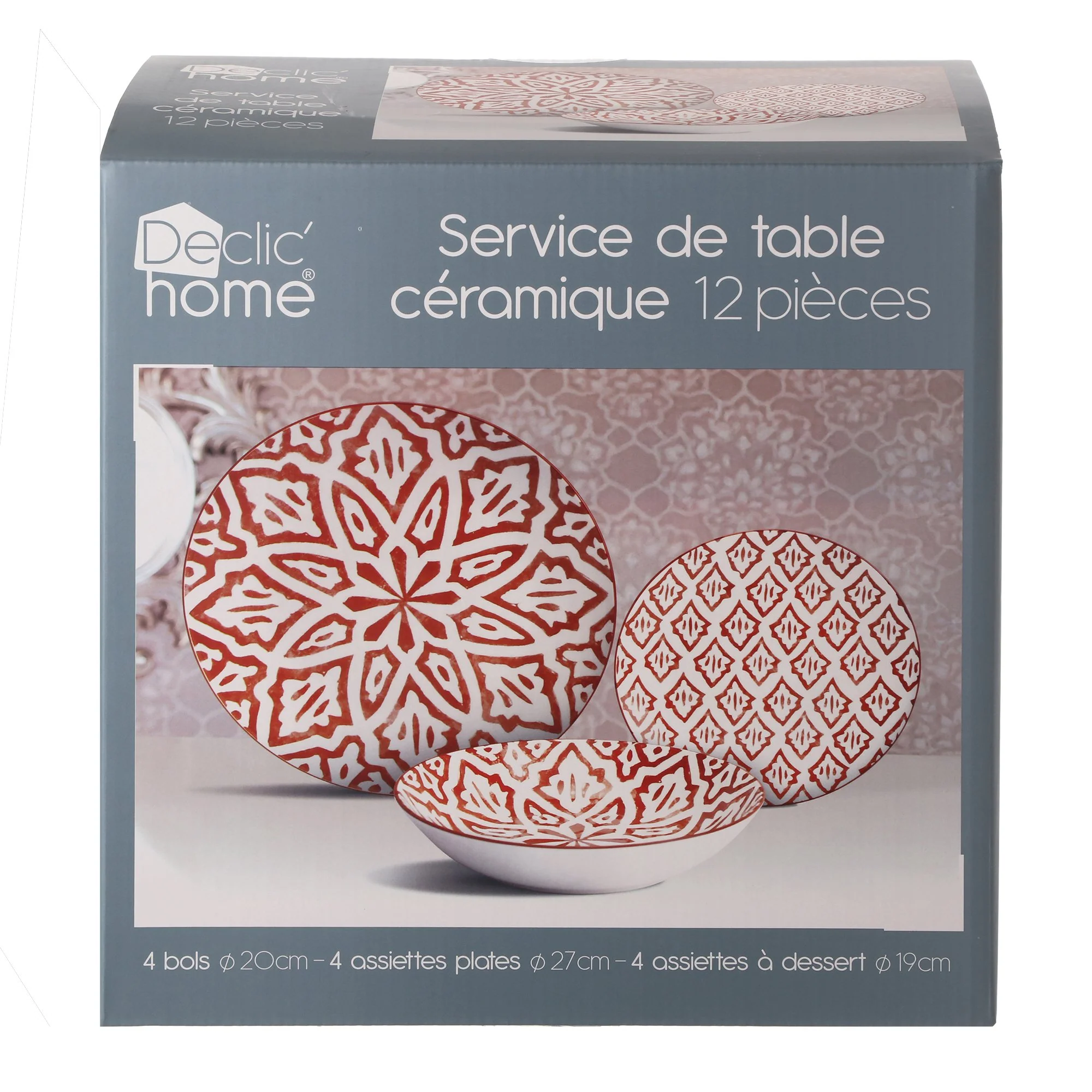 Assortiment de 12 pièces de service de table arabesque - Rouge