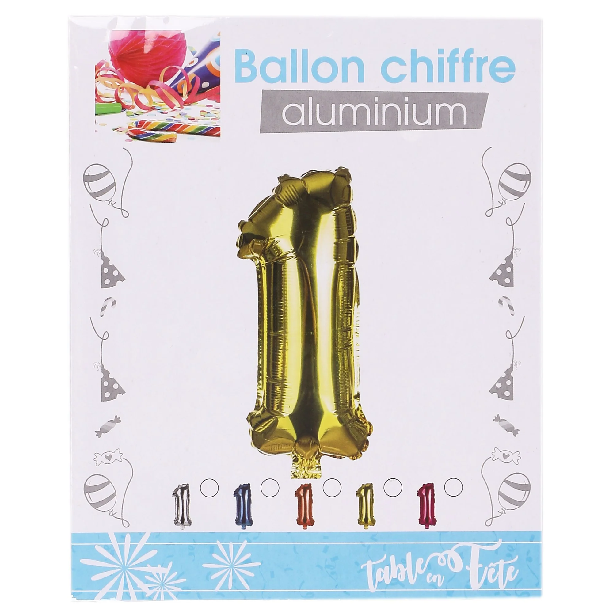 BALLON CHIFFRE ALU 30CM 5 COLORIS - Image 2