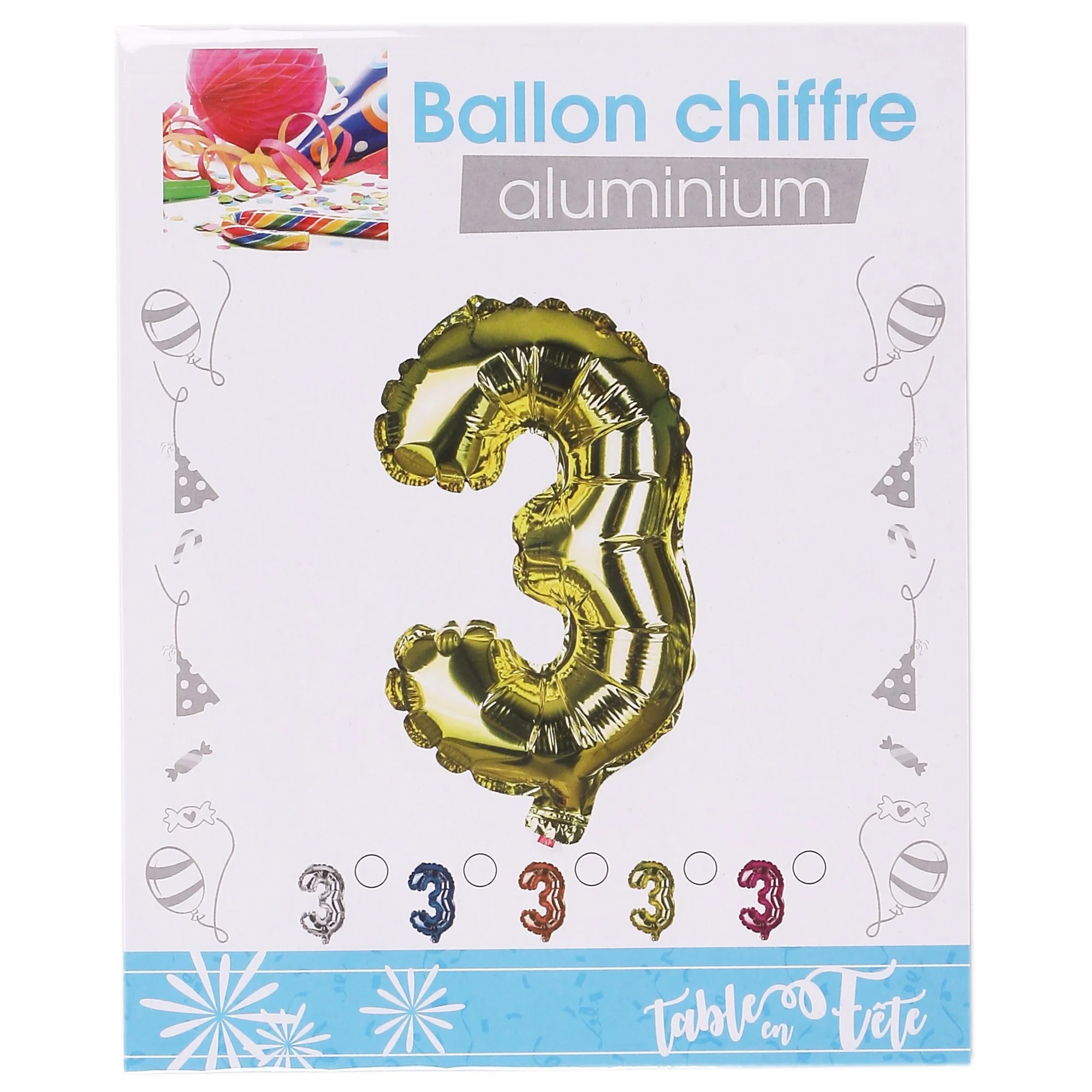 BALLON CHIFFRE ALU 30CM 5 COLORIS - Image 3