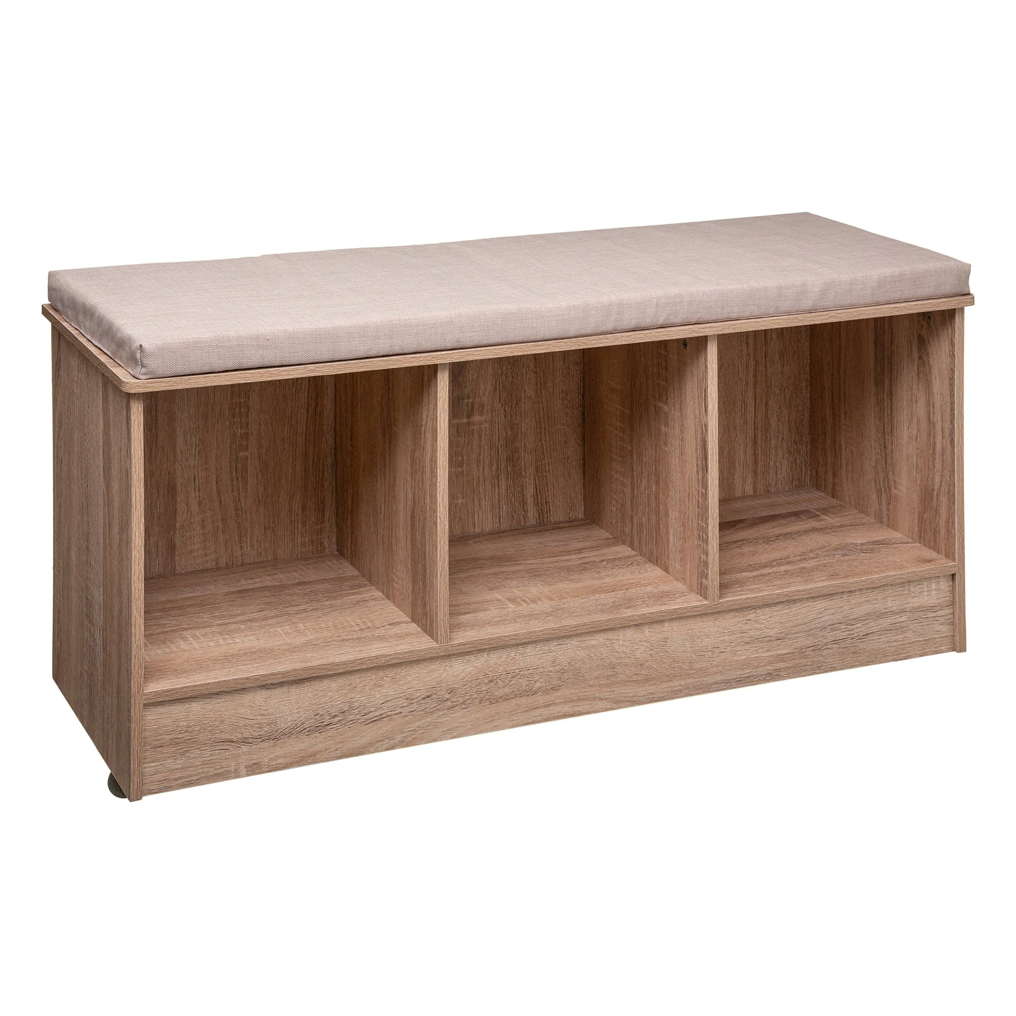 Banc 3 cases effet chêne gris