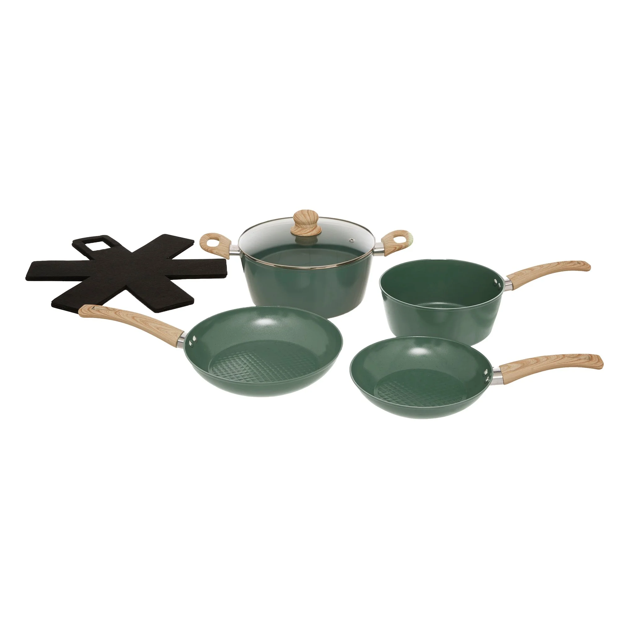 Batterie de cuisson verte 7 pièces tout feux dont induction