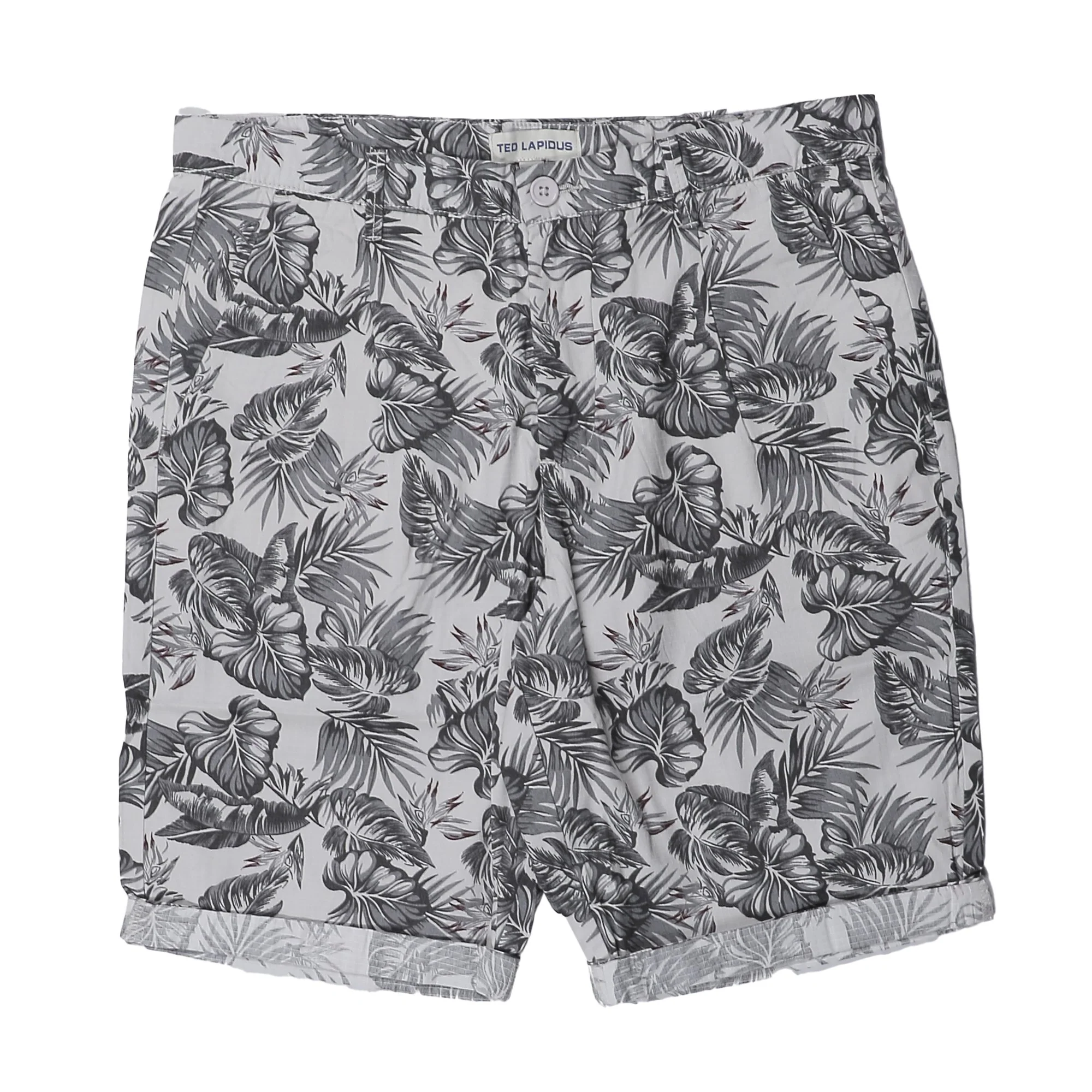 Bermuda coton gris floral  - Gris