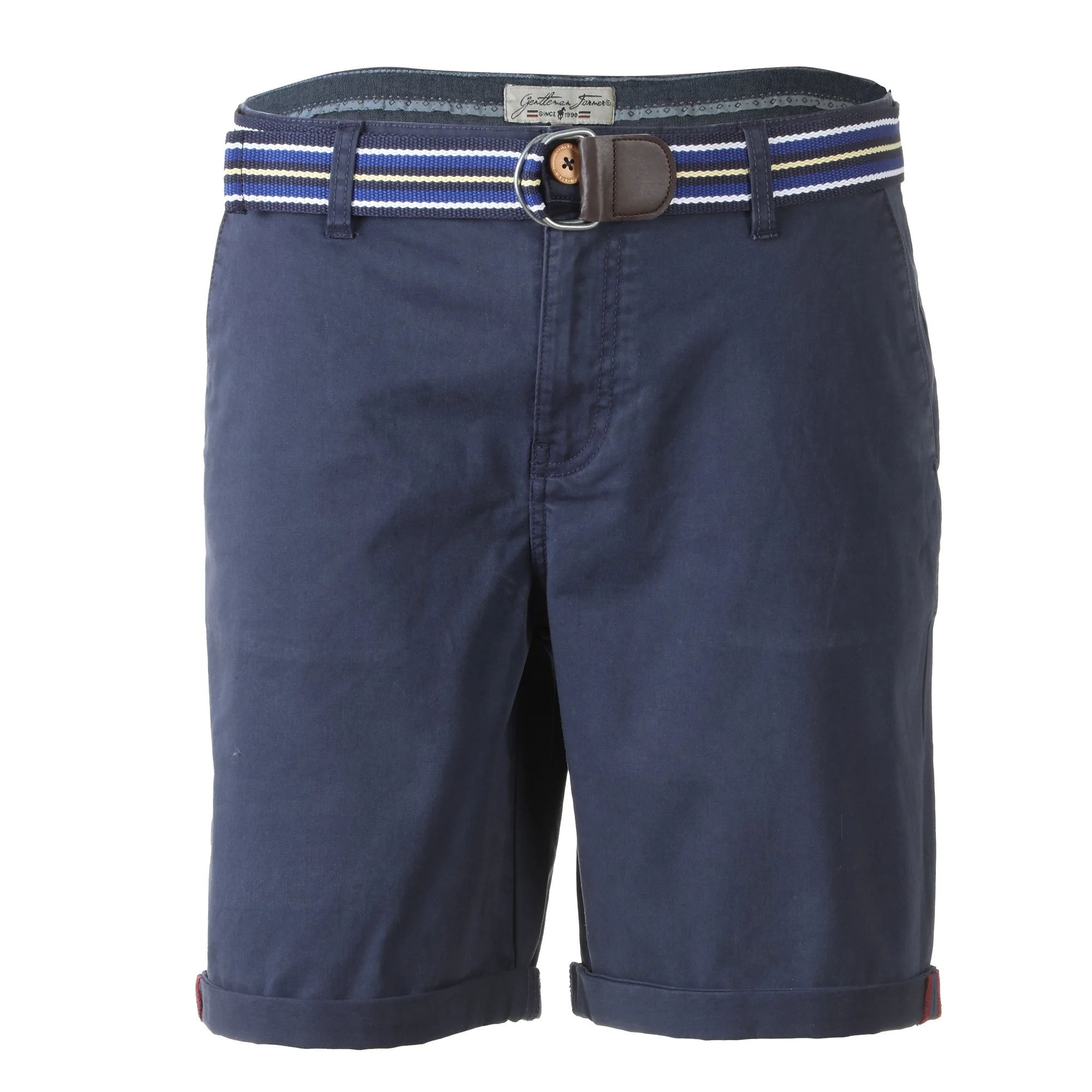 Bermuda en satin avec ceinture  - Bleu foncé
