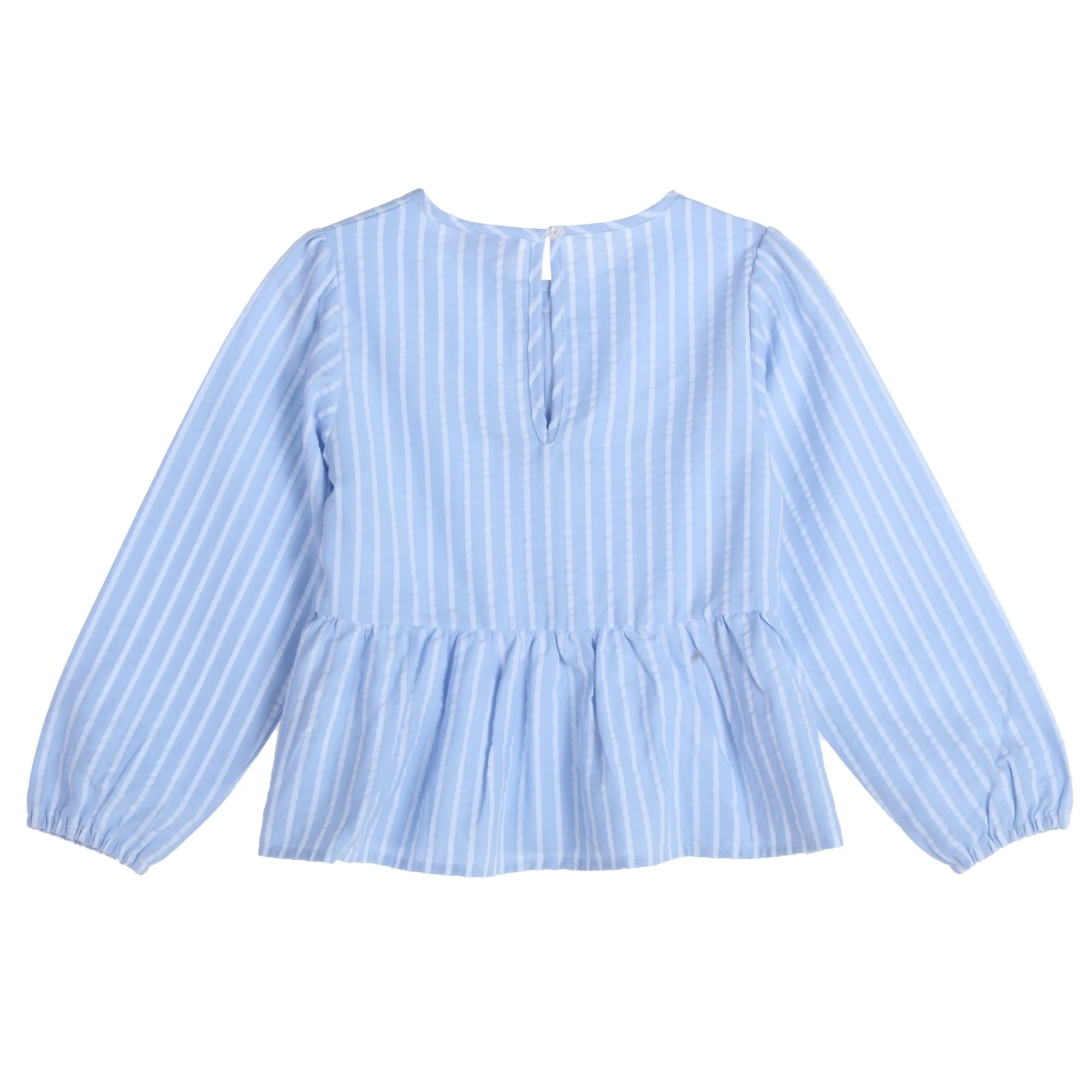 Blouse avec rayures et nœuds  - Bleu - Image 2