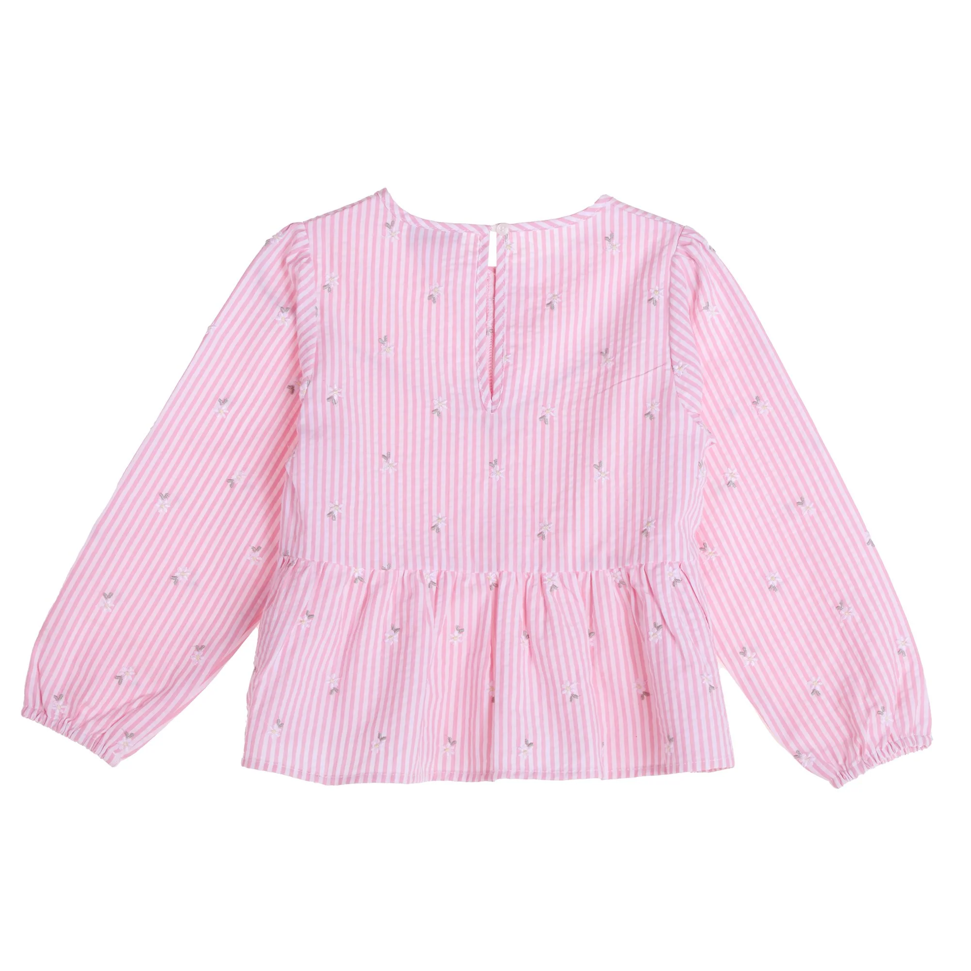 Blouse avec rayures et nœuds  - Rose - Image 2