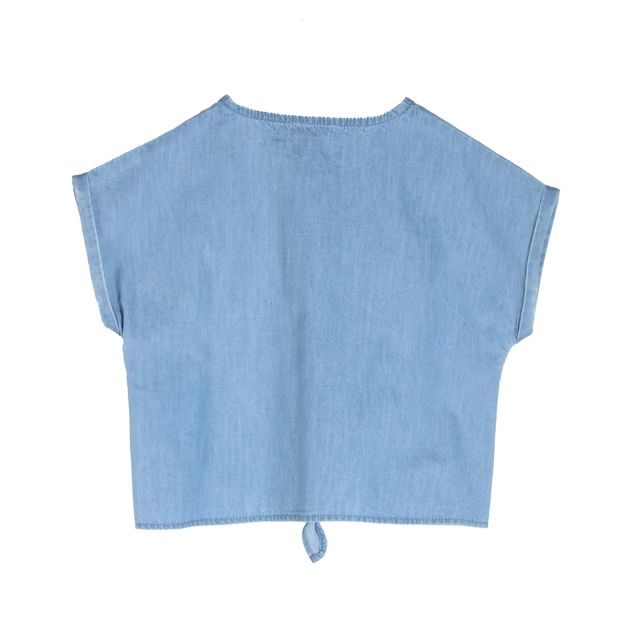 blouse manches courtes nouée 3/10 ans - Bleu - Image 4