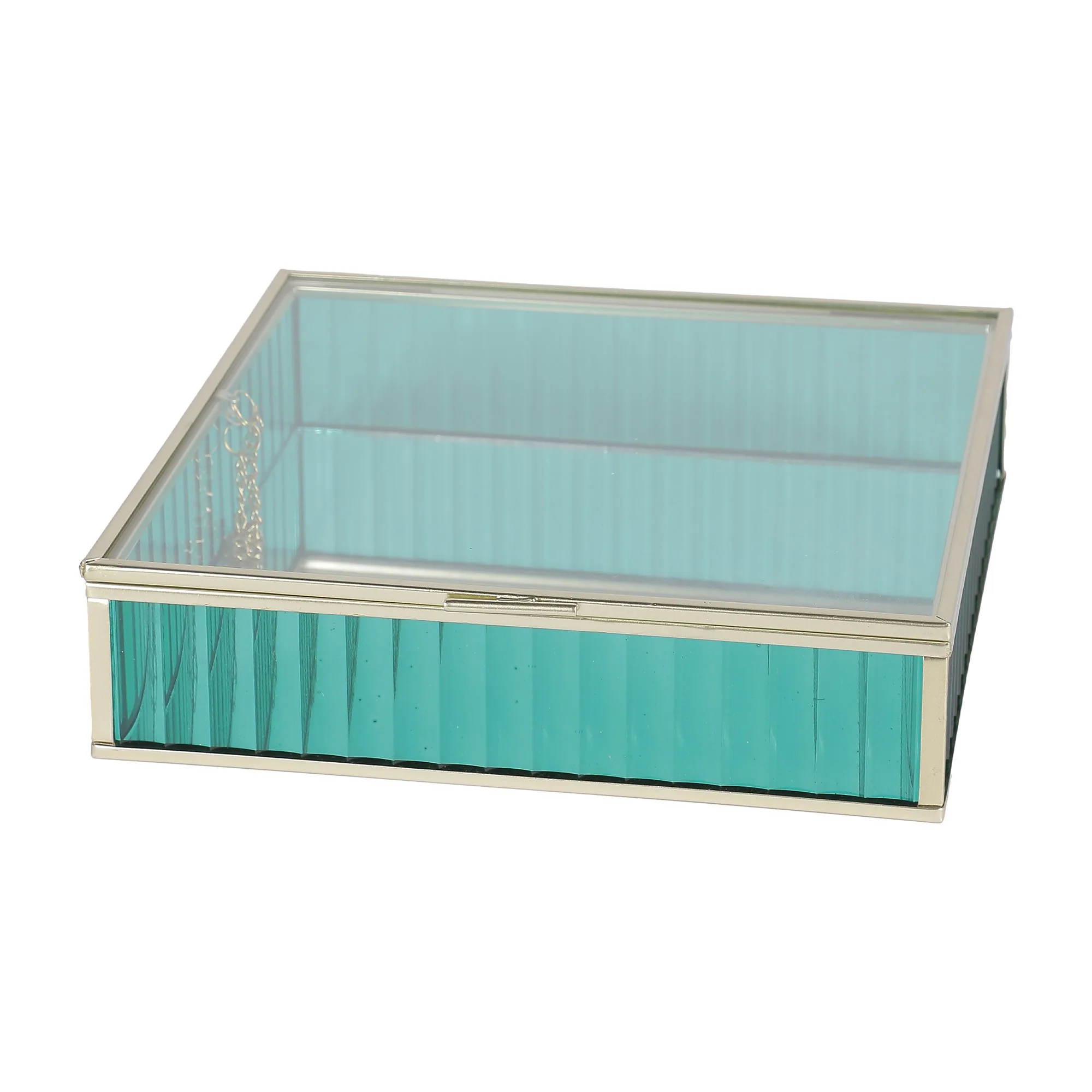 Boîte à bijoux en verre dorée